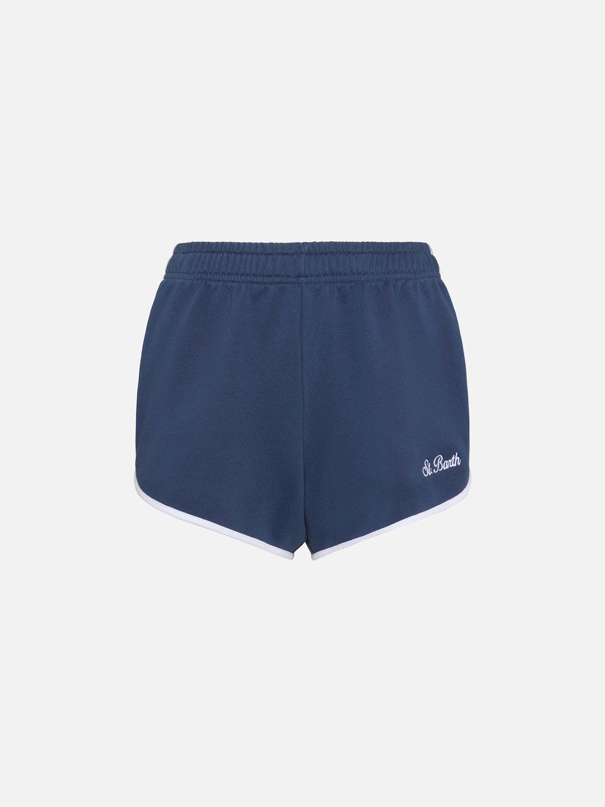 Light navy blue Francine cotton shorts with contrast trims - Image 4