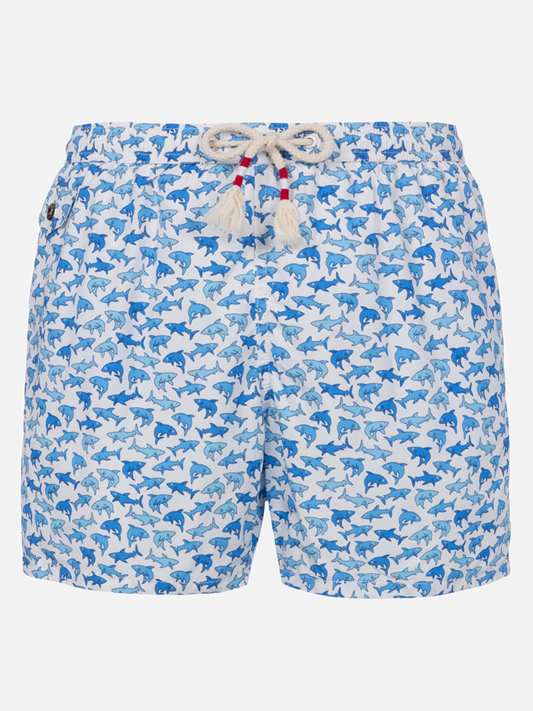 Lightweight fabric swim-shorts Lighting 70 with shark print