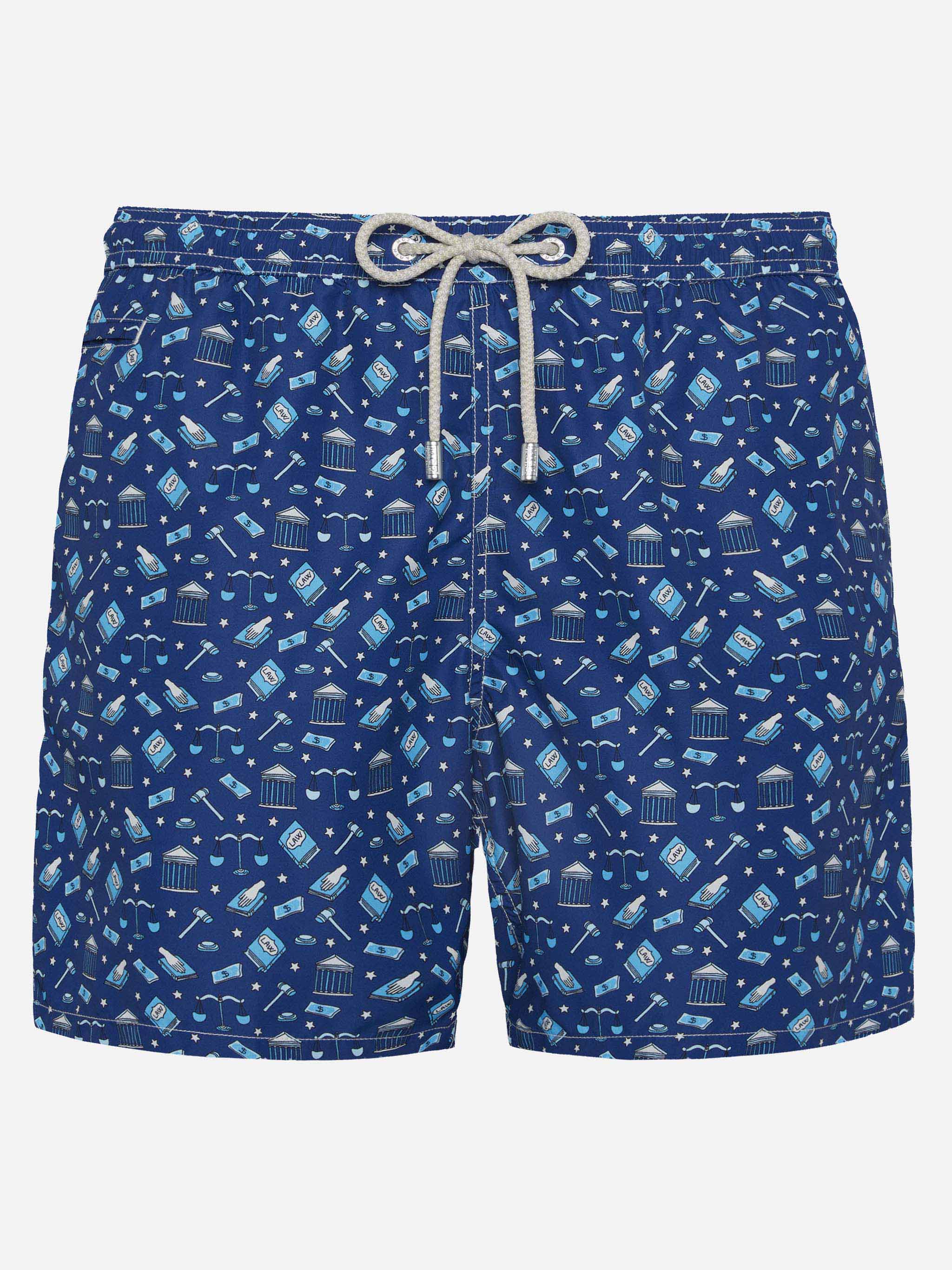 Lightweight fabric swim shorts Lighting with lawyer mood print
