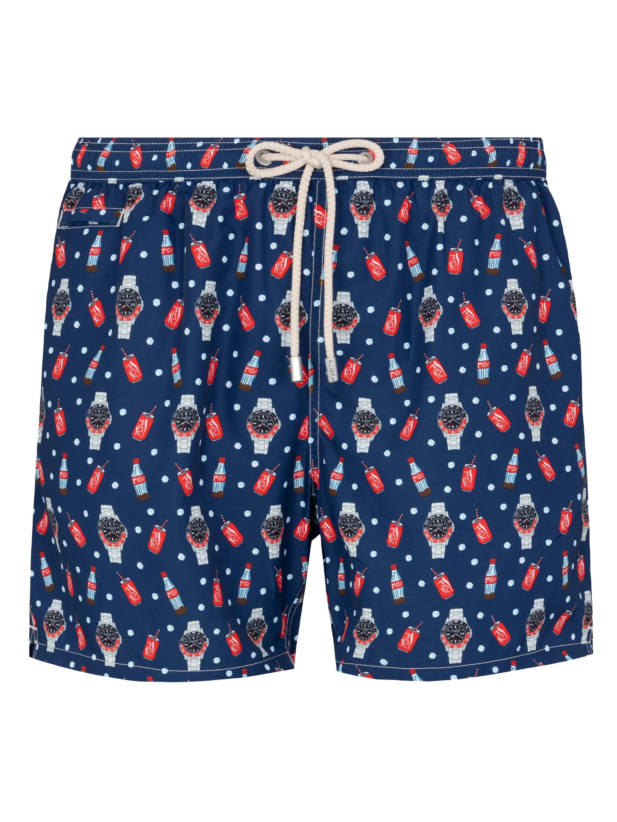 Lightweight fabric swim shorts Lighting with watch print