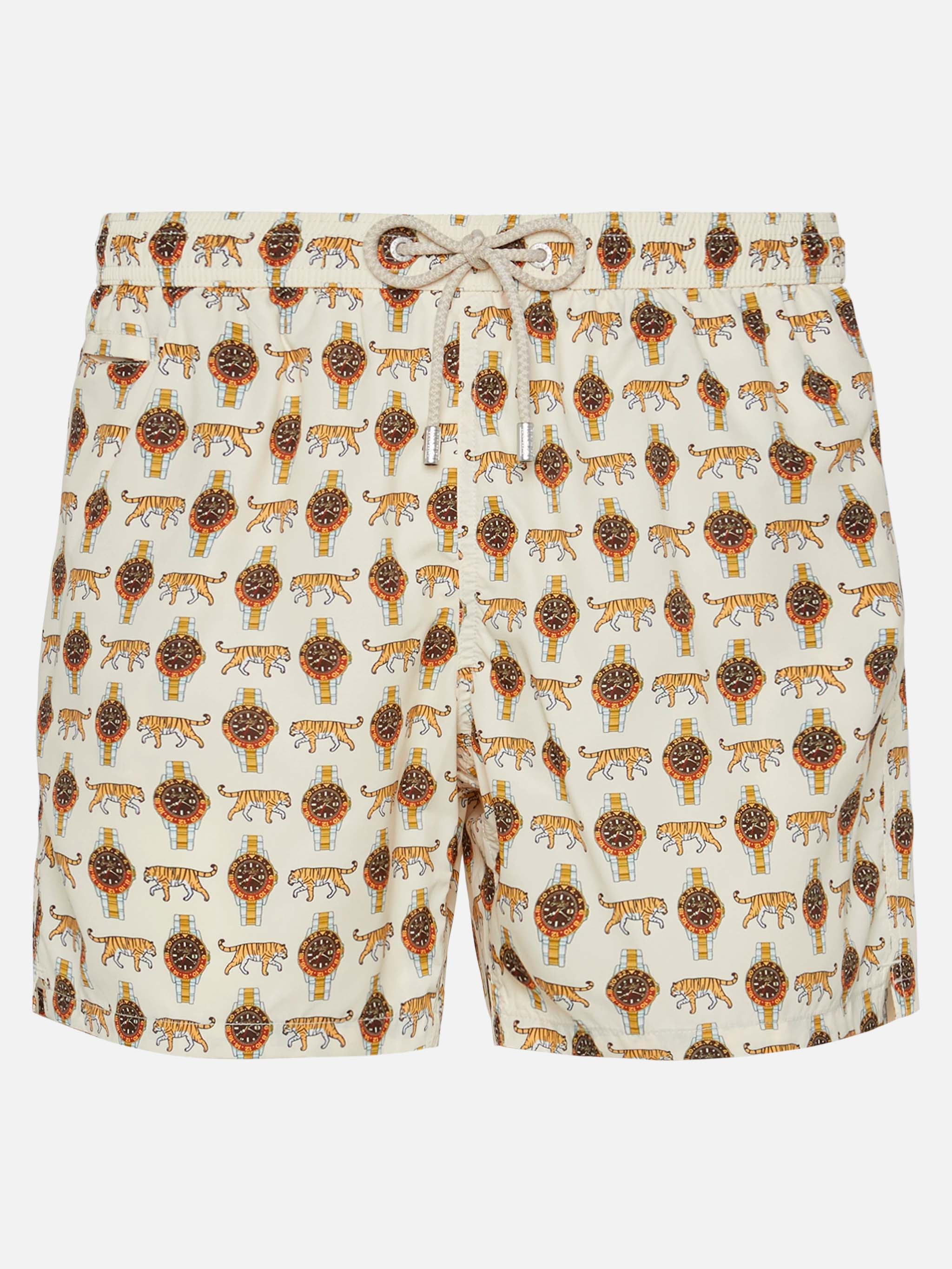 Lightweight fabric swim shorts Lighting with watch print