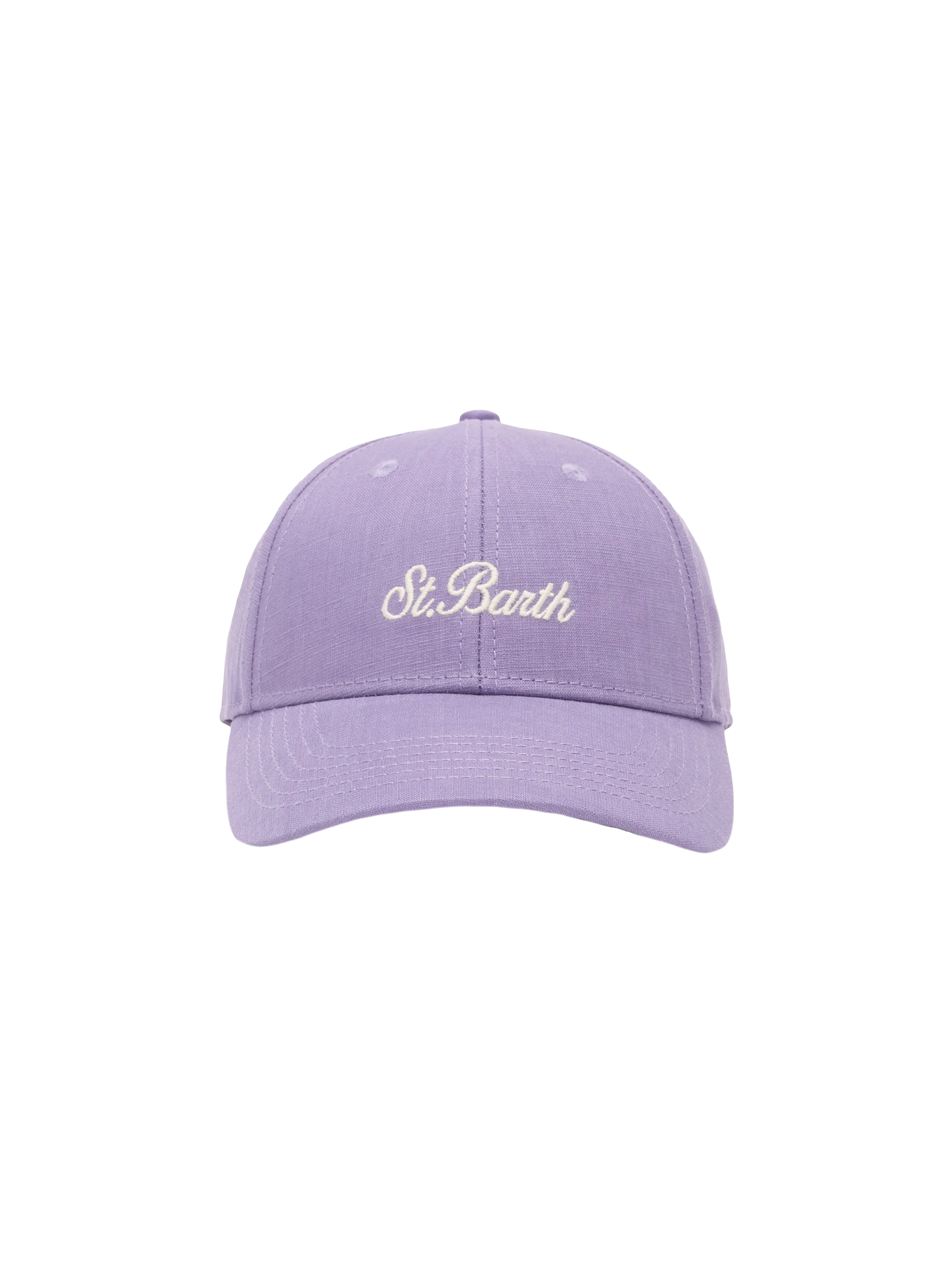 Lilac linen ball cap Baseball Jr with Saint Barth embroidery