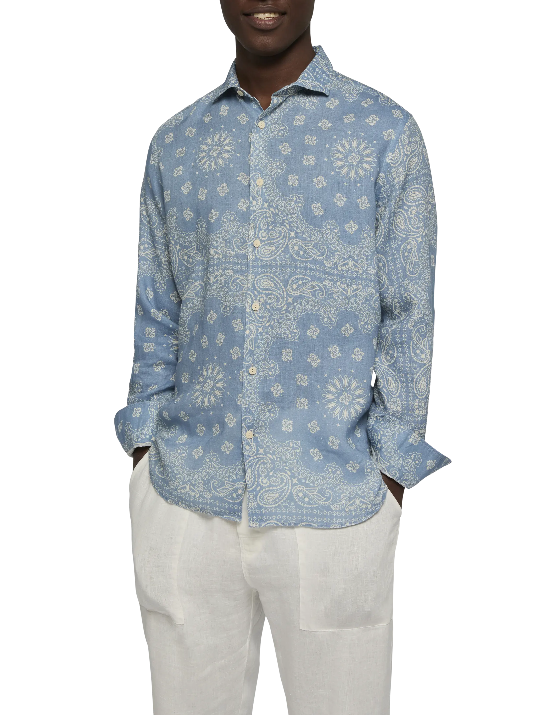 Linen shirt Pamplona with bandana print