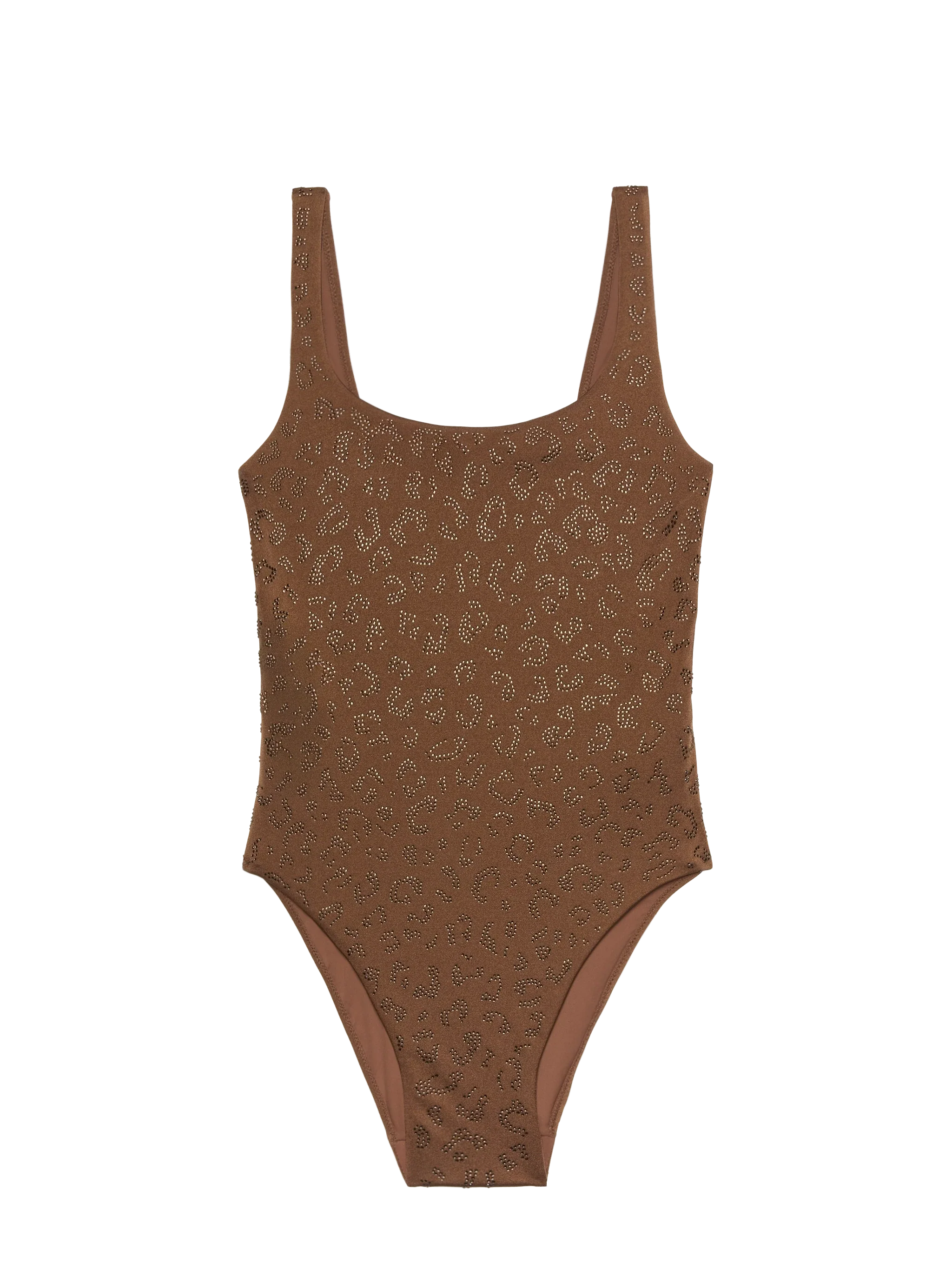 Lora scoopback one-piece swimsuit with rhinestone embellishment