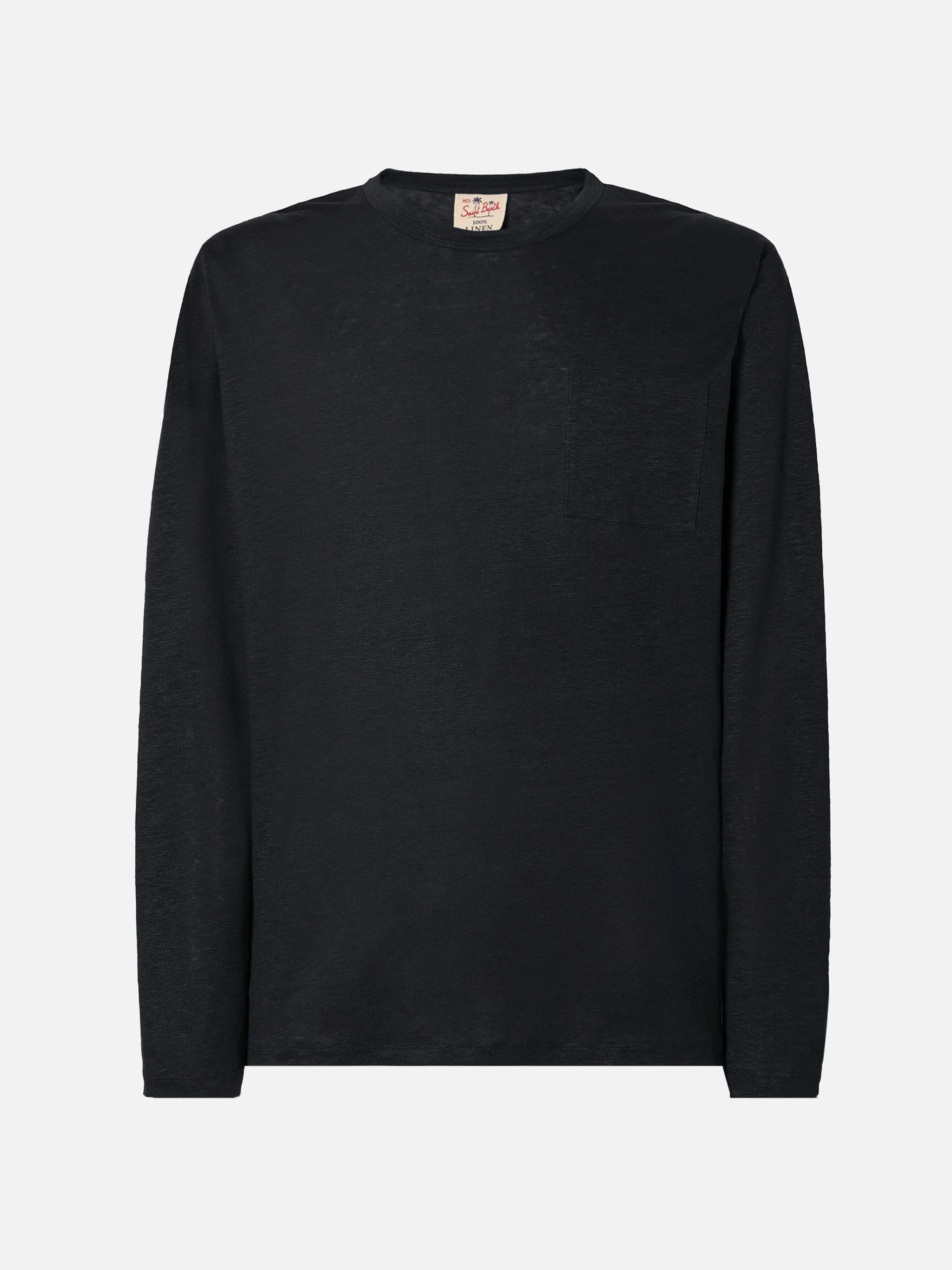 Ecstasea linen t-shirt in black solid color