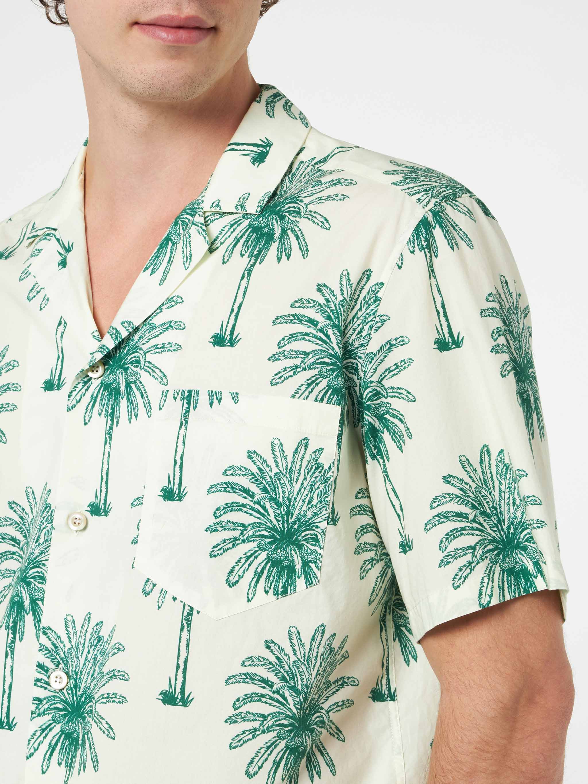 Short sleeves cotton shirt Kalea with palm print - Image 3
