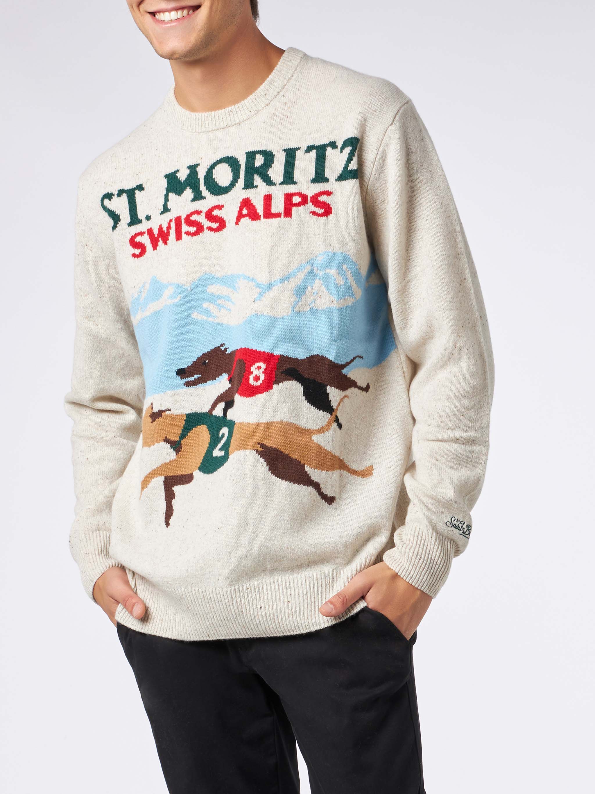 Heron white St. Moritz postcard sweater
