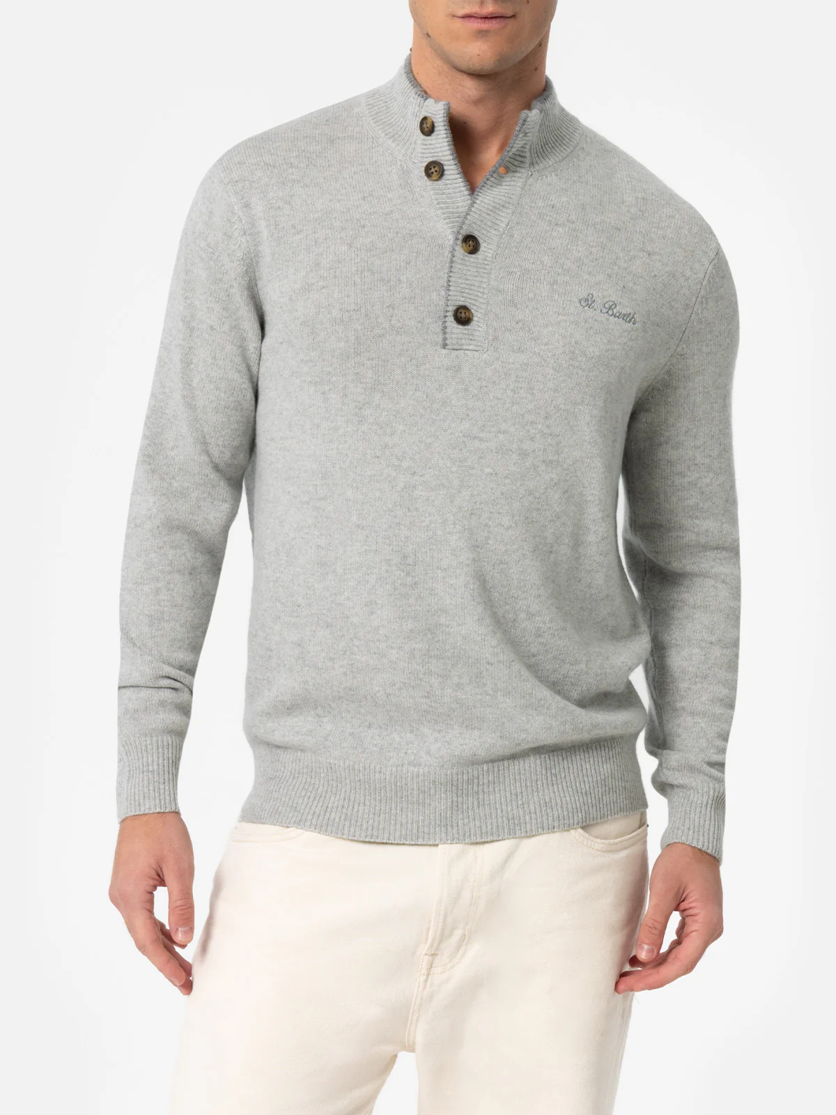 Light grey BLENDED CASHMERE polo