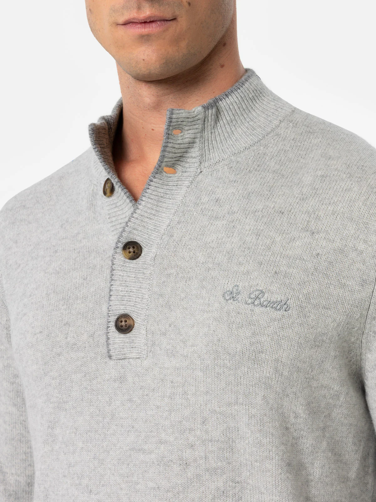 Light grey BLENDED CASHMERE polo - Image 2