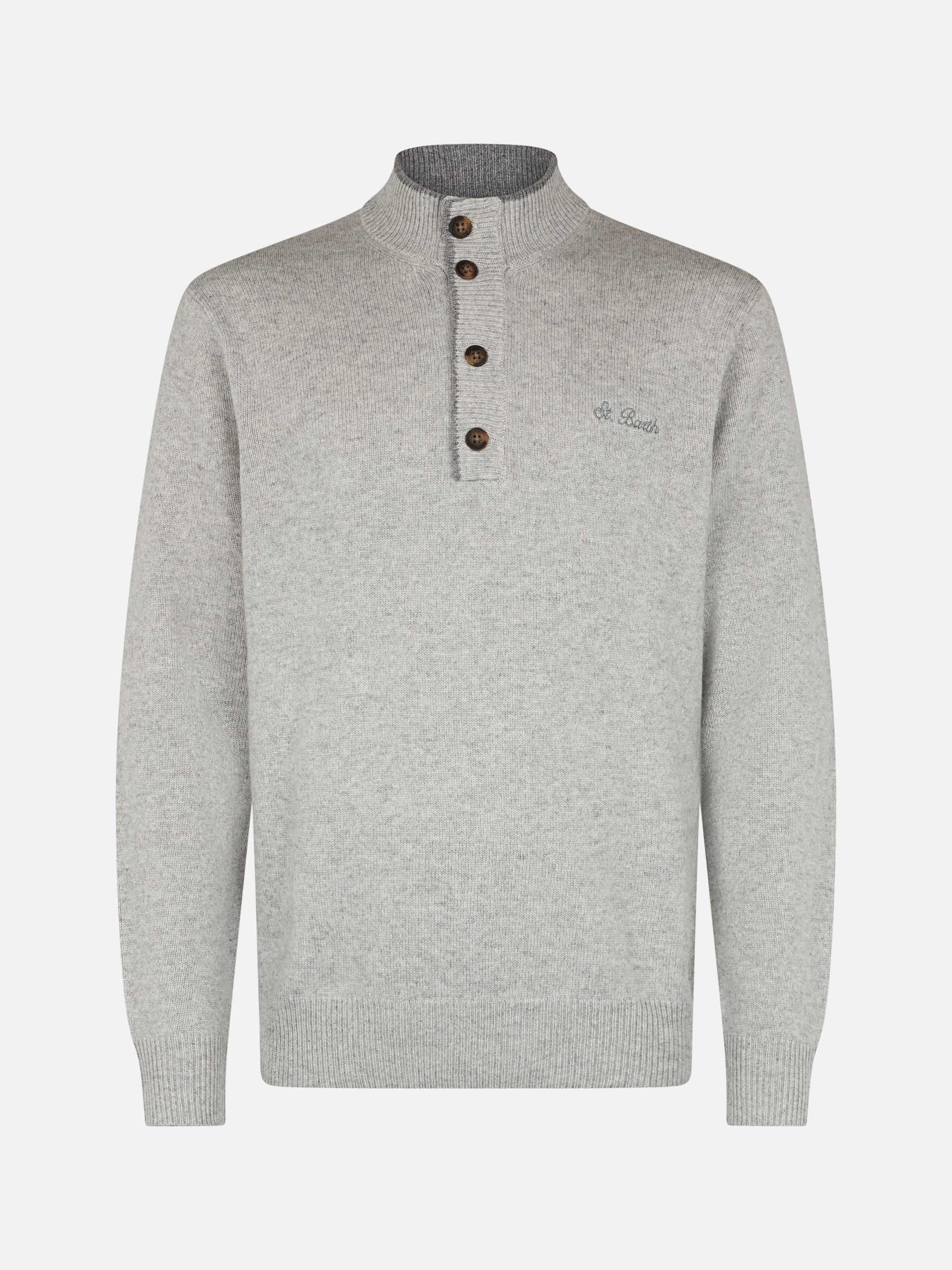 Light grey BLENDED CASHMERE polo - Image 4