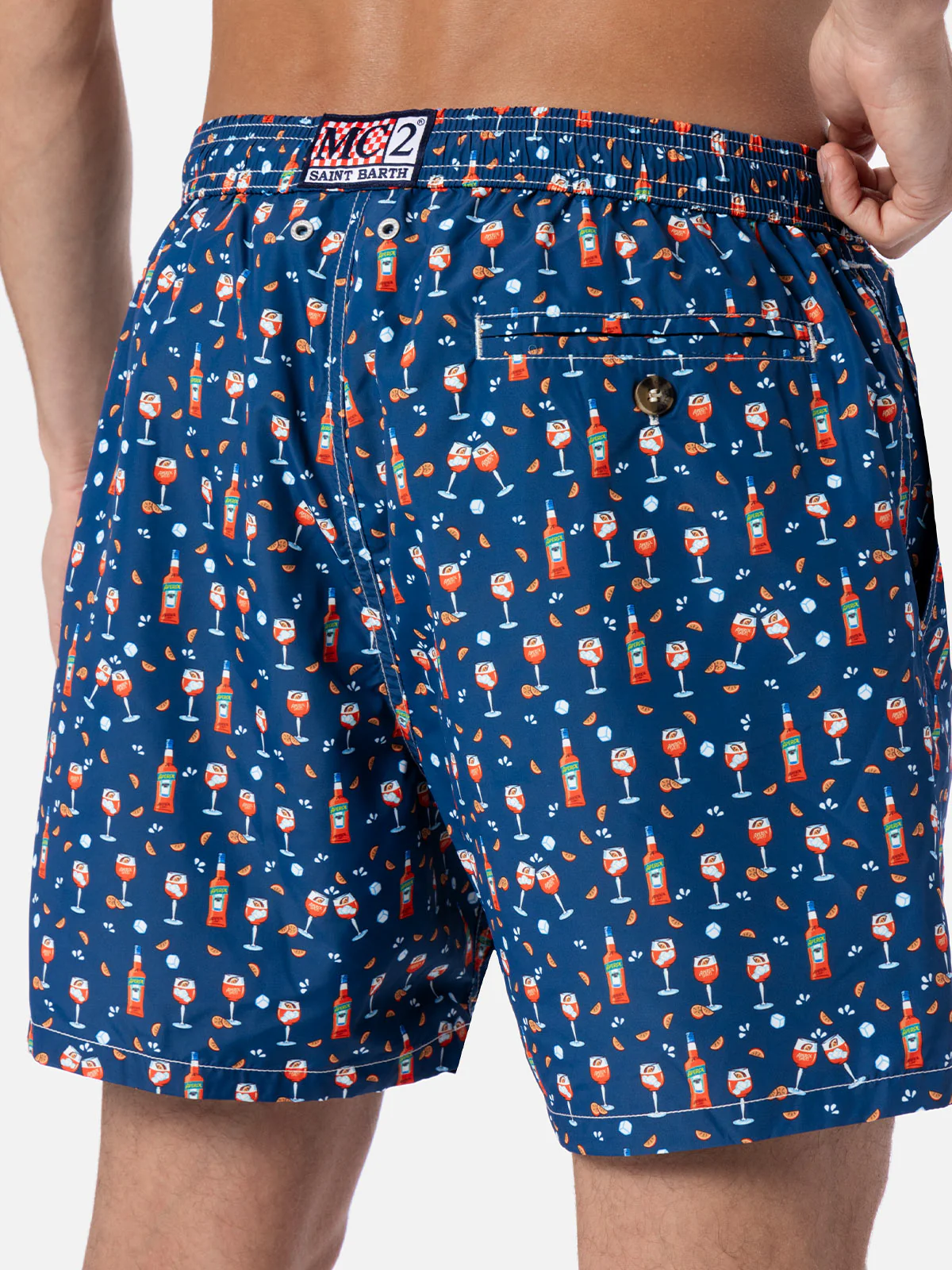 Lighting Micro Fantasy blue Aperol Spritz print swim shorts | Special Edition - Image 4