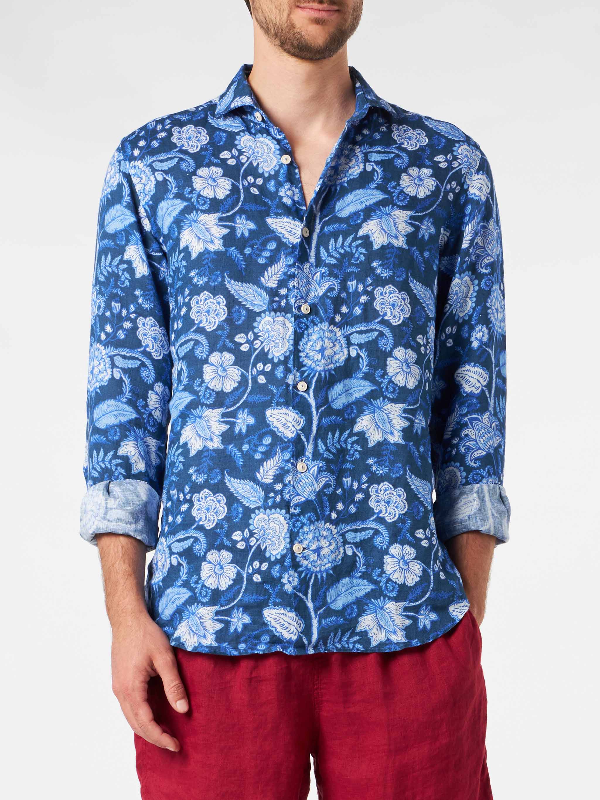 Pamplona linen shirt with floral print