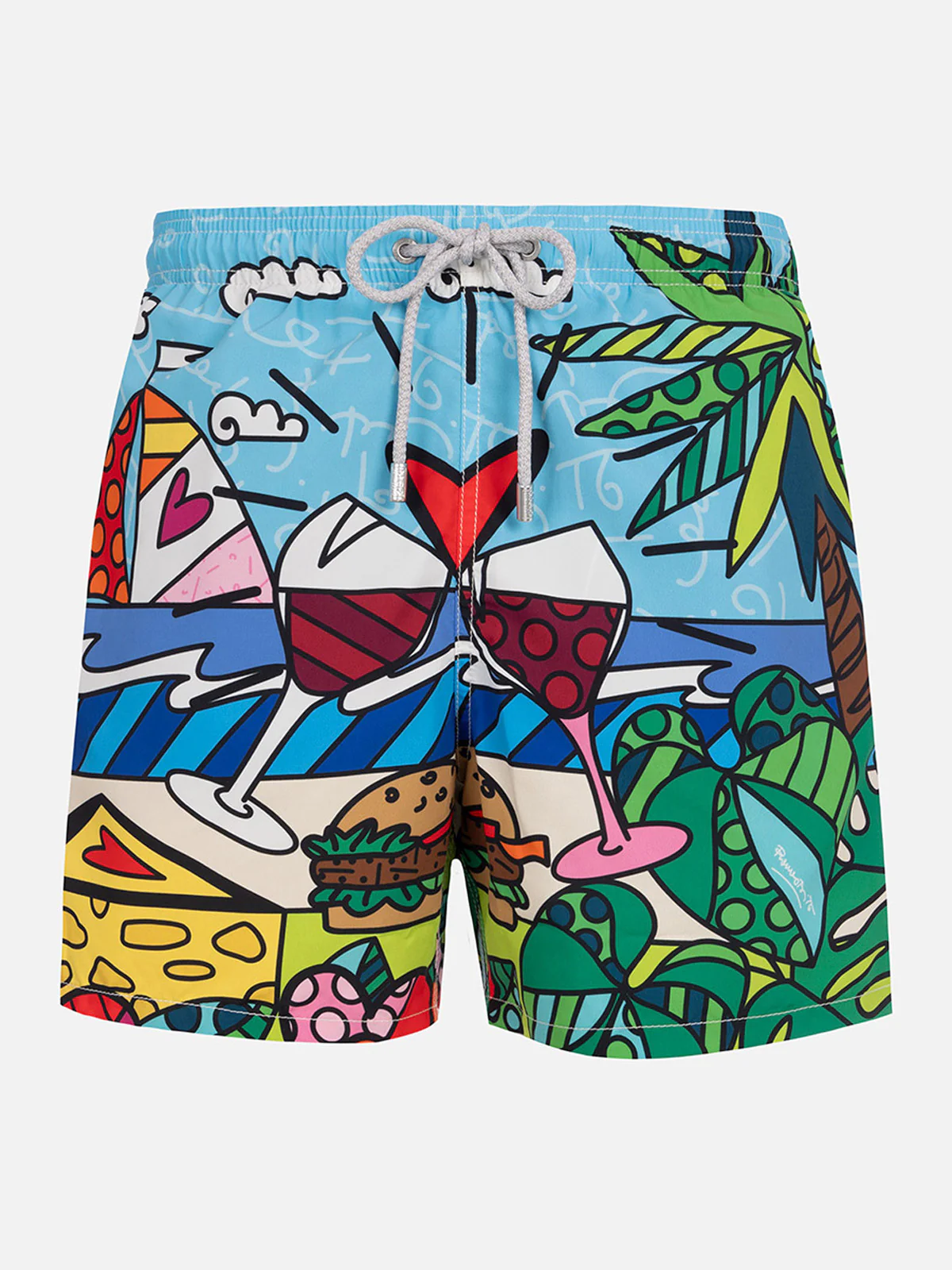 Gustavia multicolor Romero Britto Very Miami placed print swim shorts | Special Edition