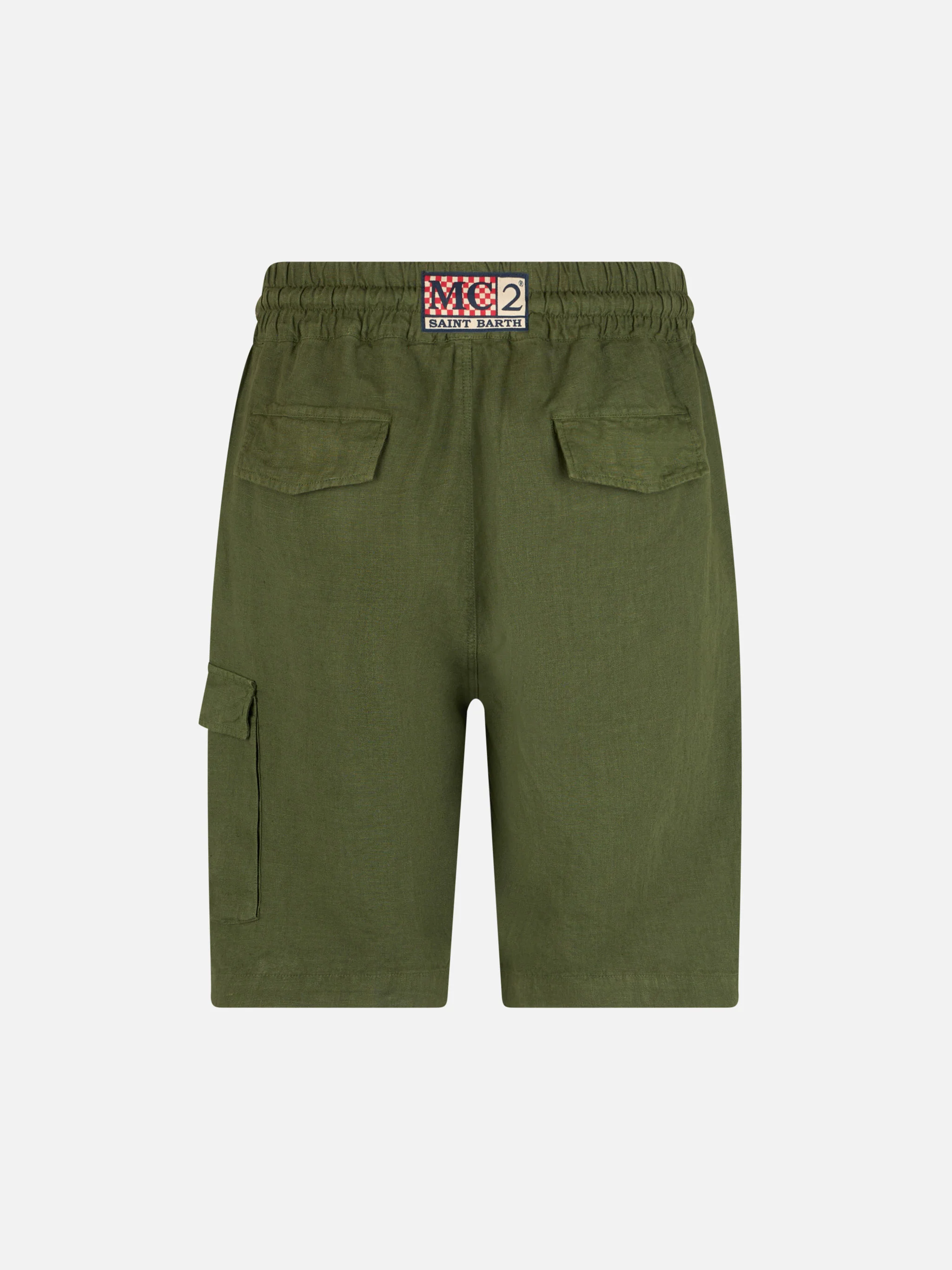 Marseille military green linen bermuda shorts - Image 5