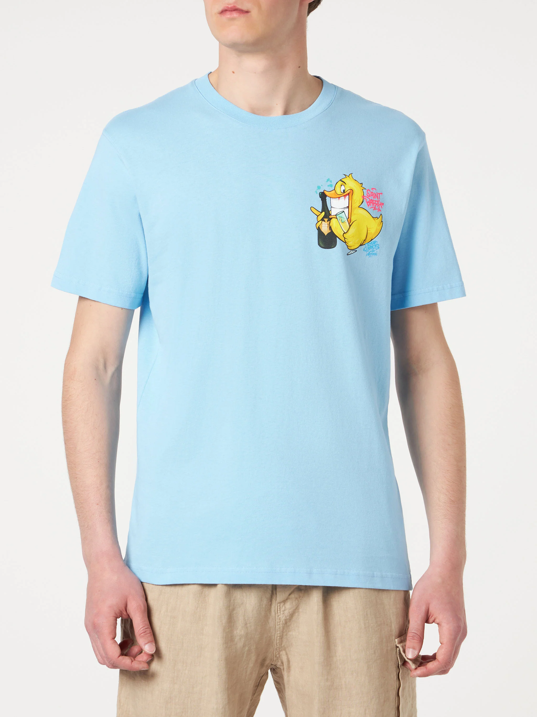 Portofino light blue cotton Crypto ducky champ t-shirt | Special Edition - Image 3