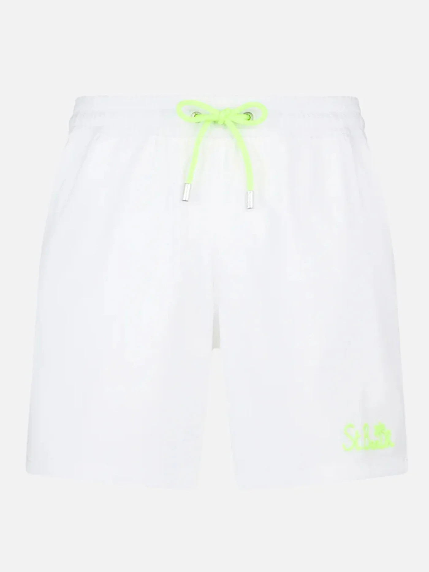Comfort white swim shorts with contrast logo