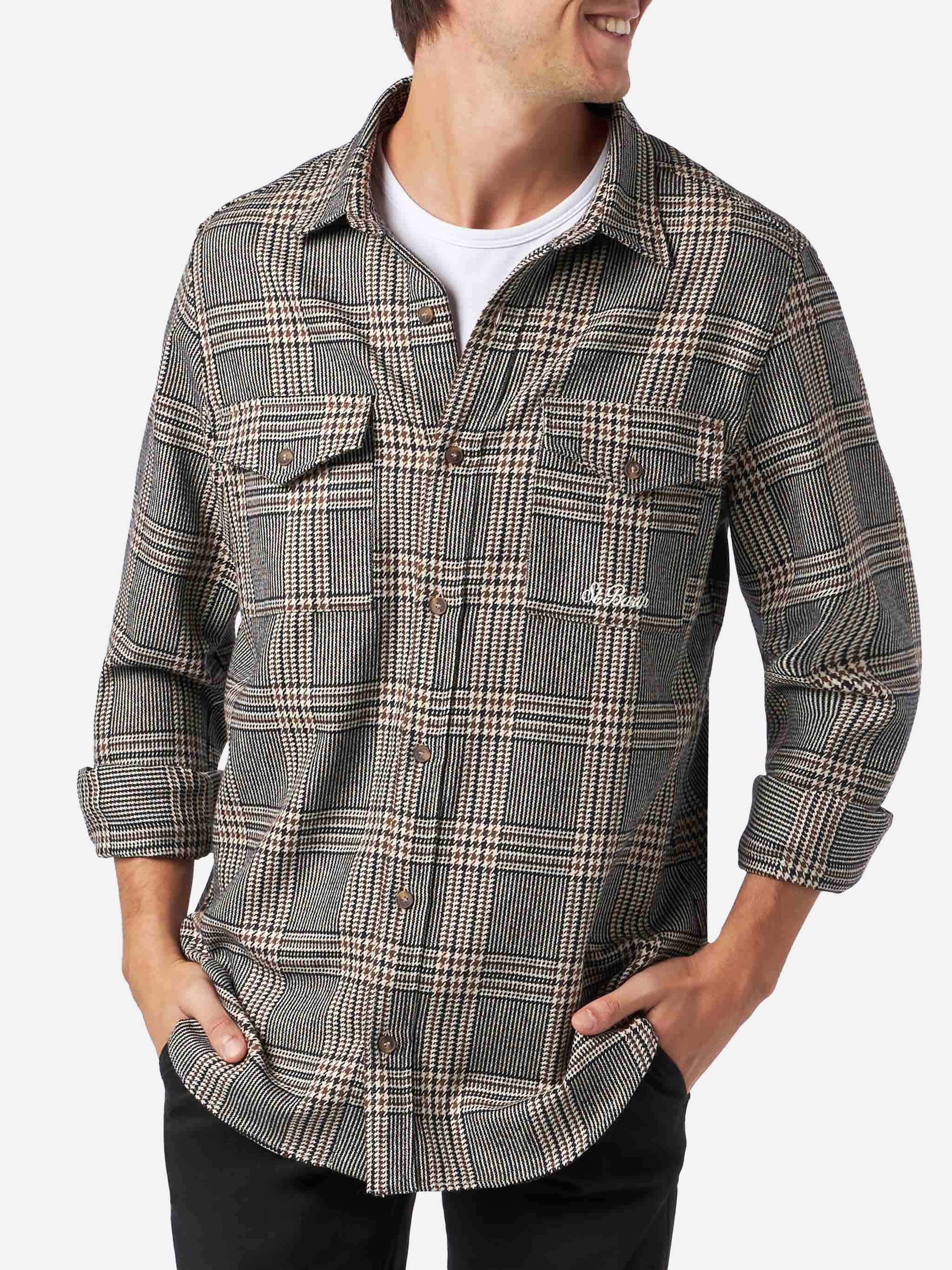 Seiser Prince of Wales wool-blend shirt