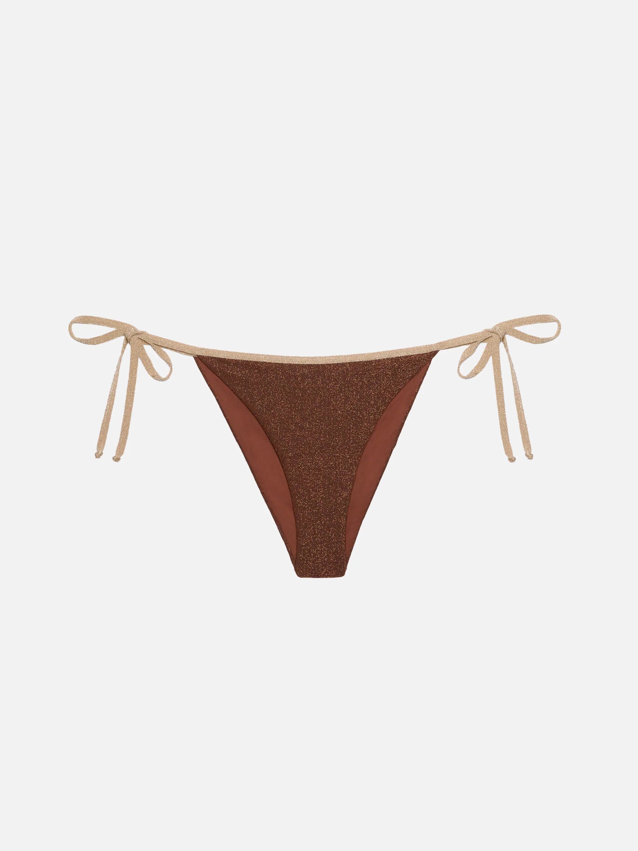 Marielle vrown lurex classic swim briefs with gold piping