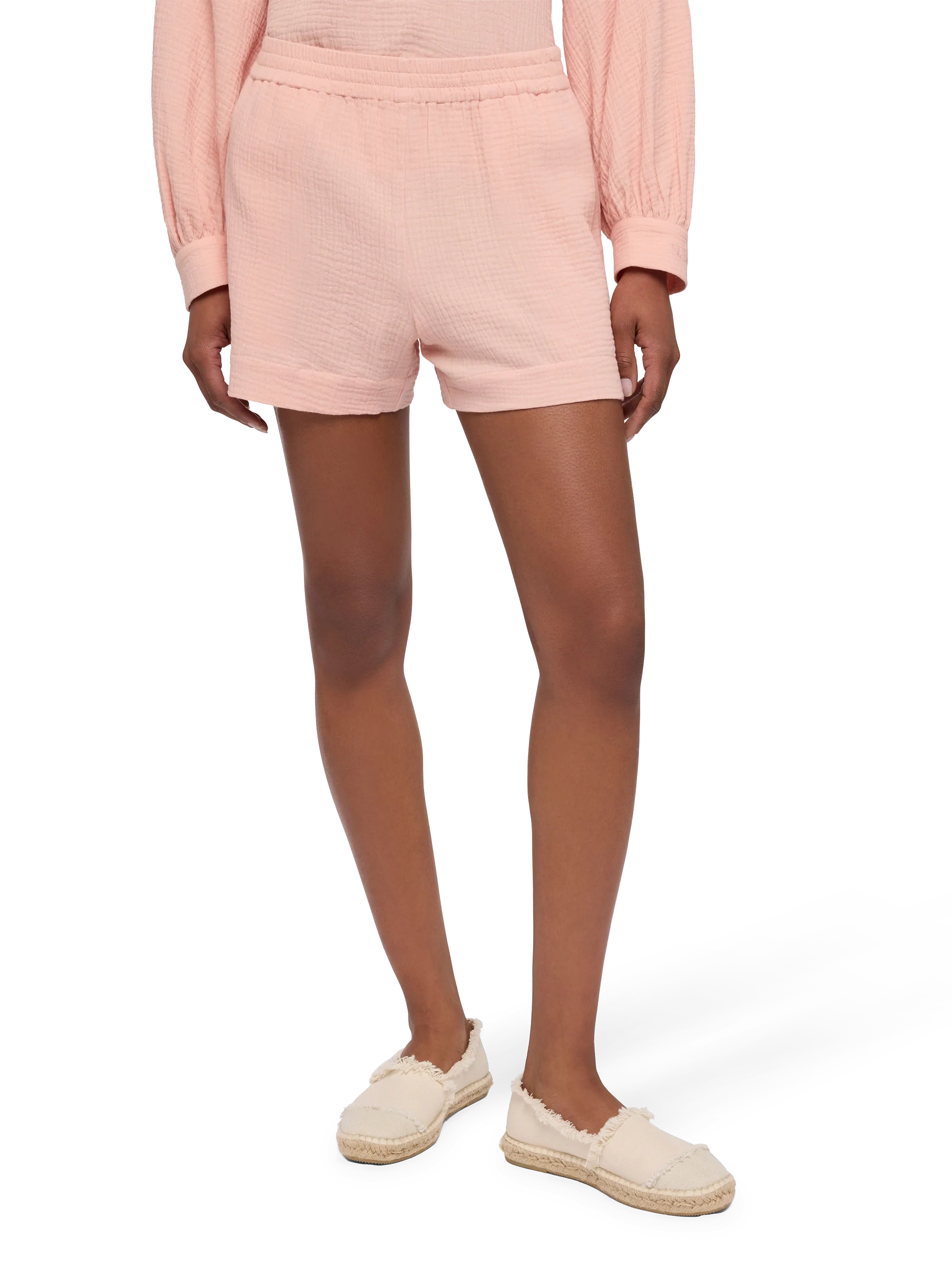 Meave cotton muslin pull up shorts