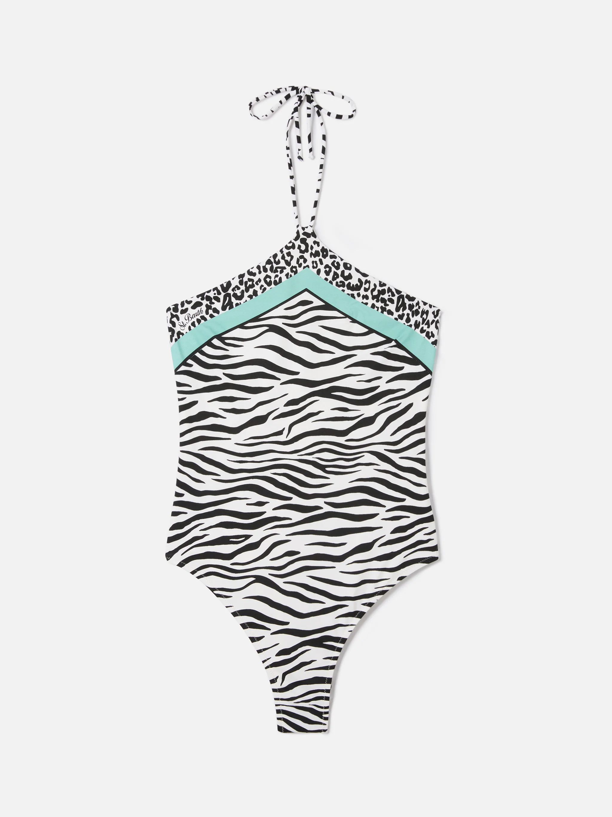 Meryem one-piece swimsuit with black zebra animal print
