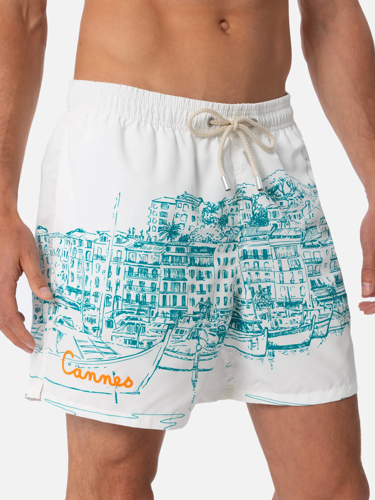 Mid-length Gustavia swim-shorts with Cannes placed print - Image 5