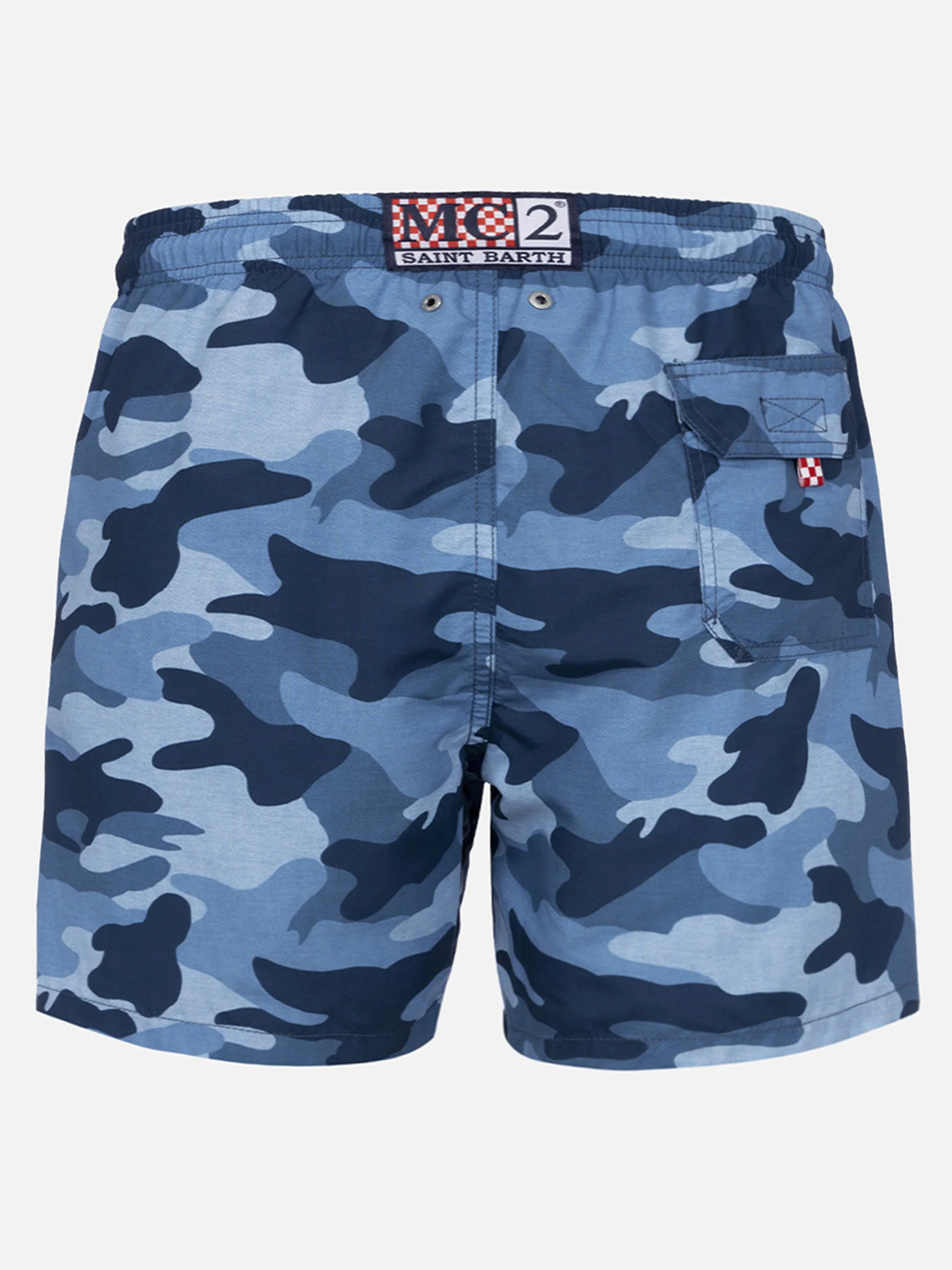 Mid-length Gustavia swim-shorts with denim camouflage print - Image 2