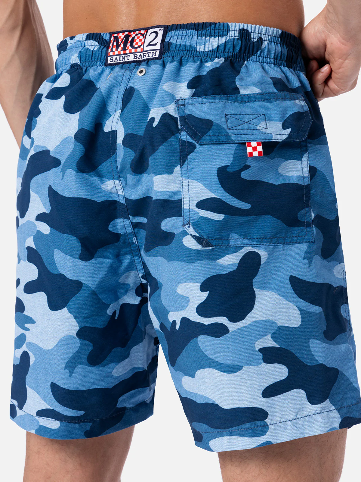 Mid-length Gustavia swim-shorts with denim camouflage print - Image 4