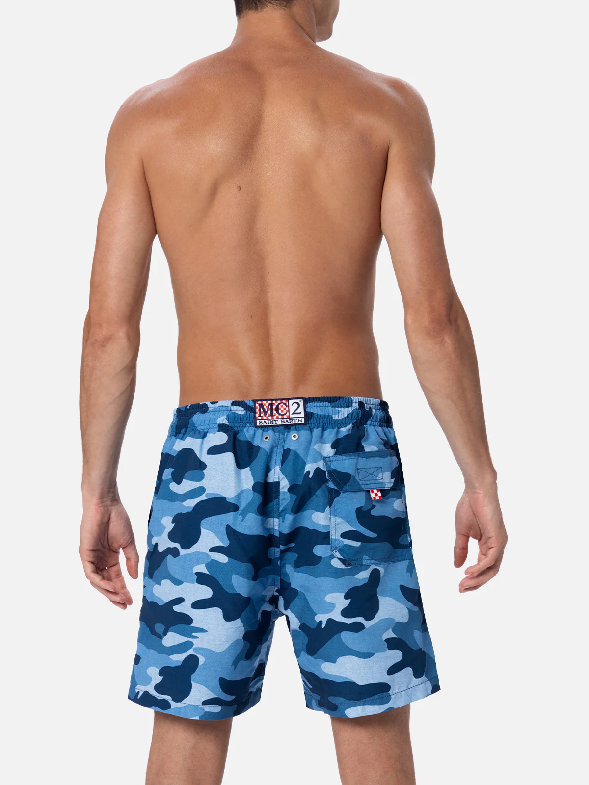 Mid-length Gustavia swim-shorts with denim camouflage print - Image 5