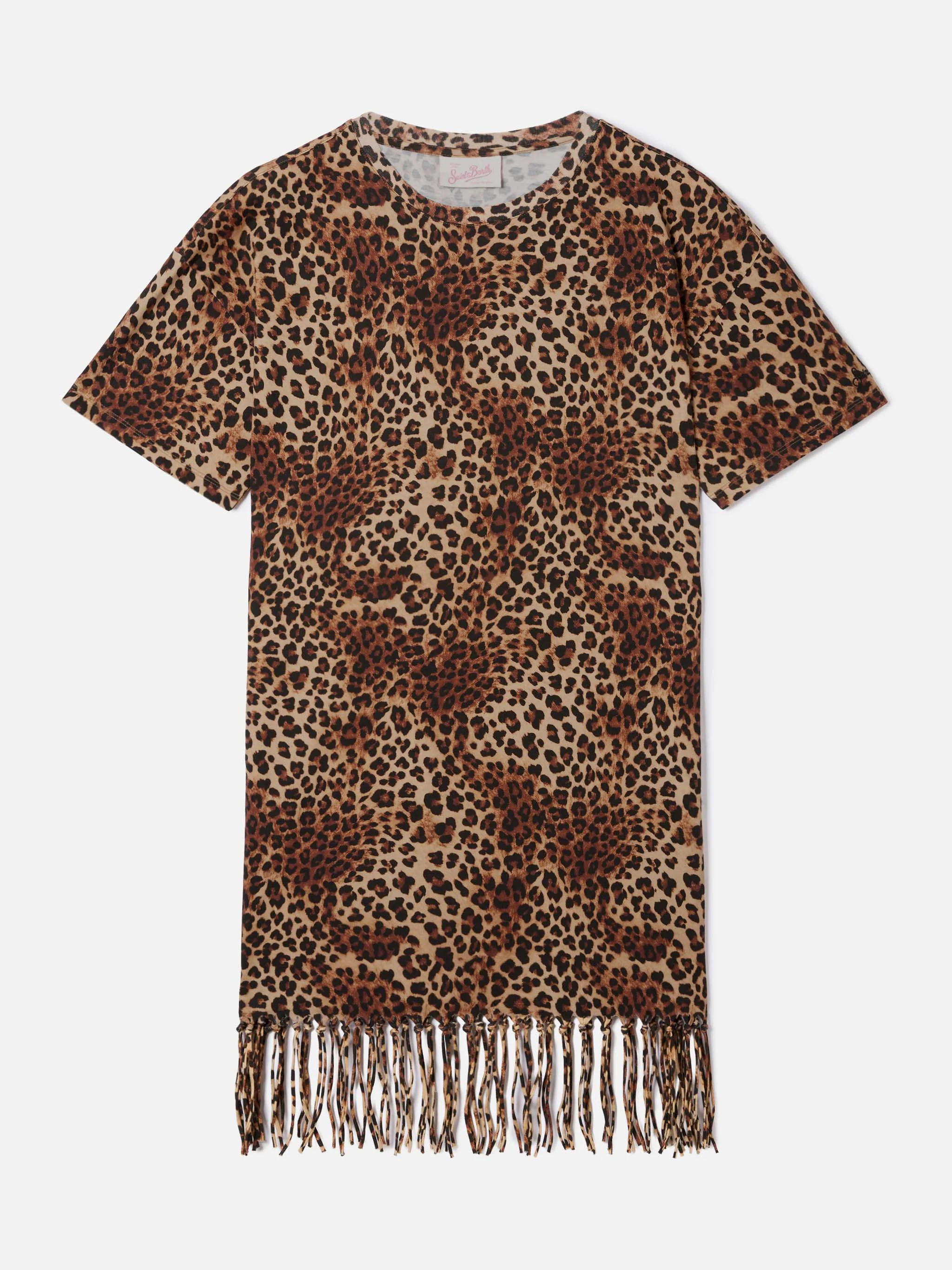 Midi Sereia dress with all-over leopard print