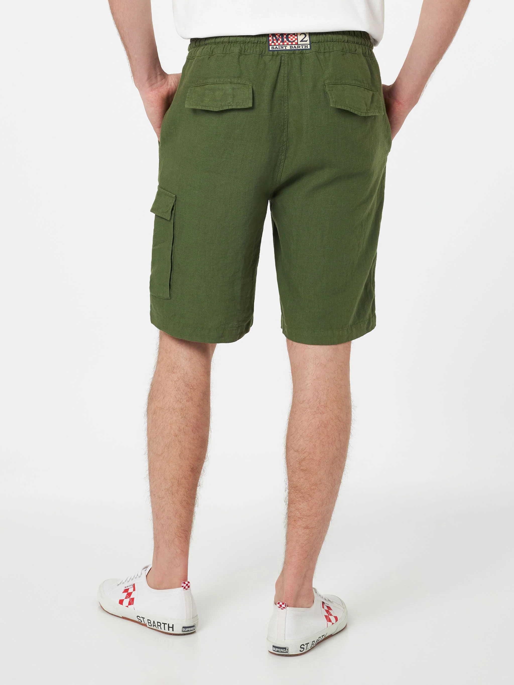 Military green linen bermuda Marseille - Image 2