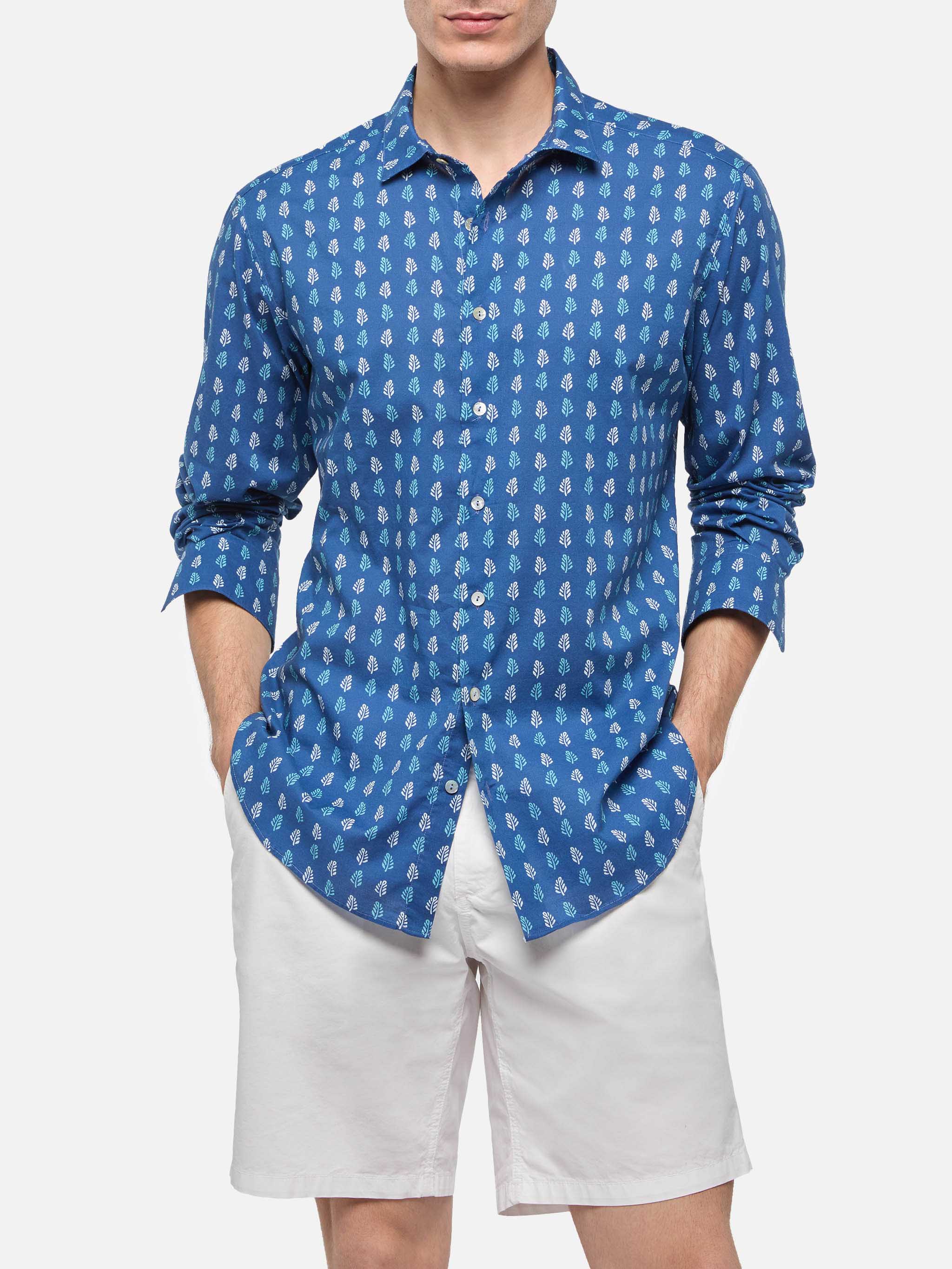 Muslin cotton shirt Sikelia with batik print