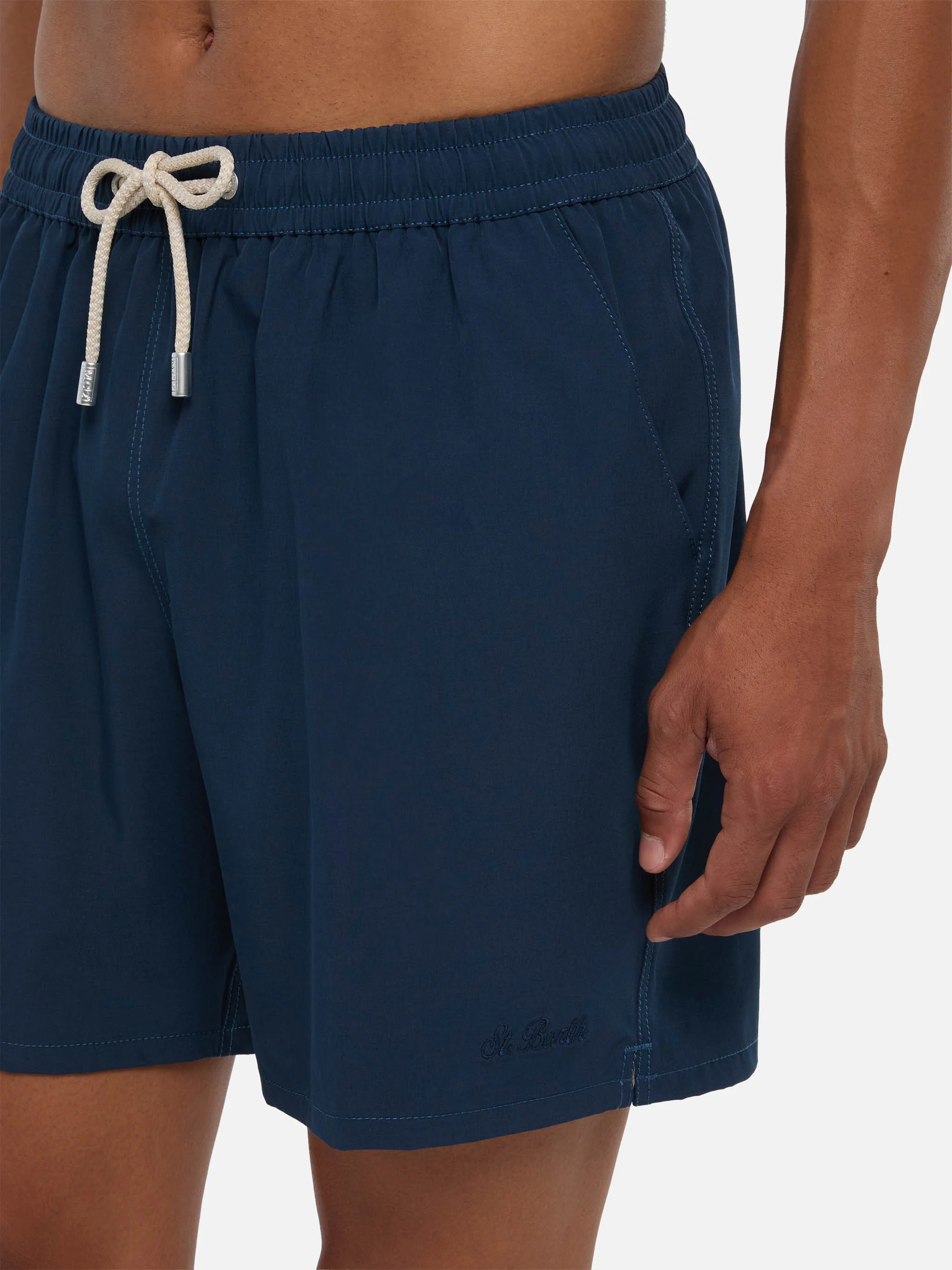 Navy blue Comfort swim shorts with St. Barth embroidery - Image 4