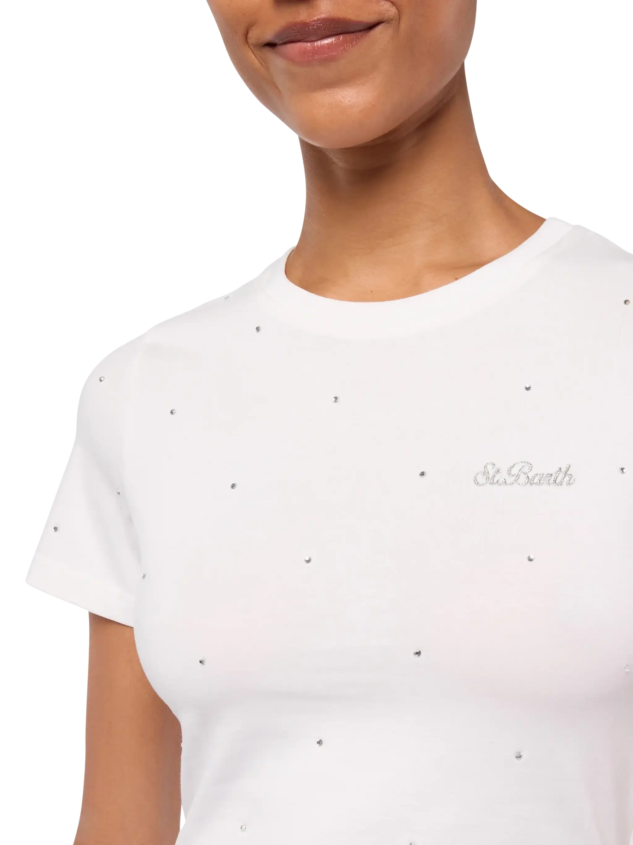 Nives cotton t-shirt with rhinestone embellishment - Image 2