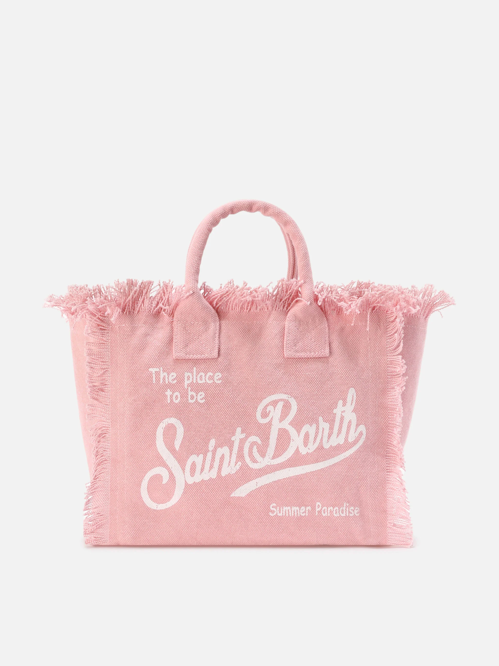 Pink canvas Colette bag with fringes