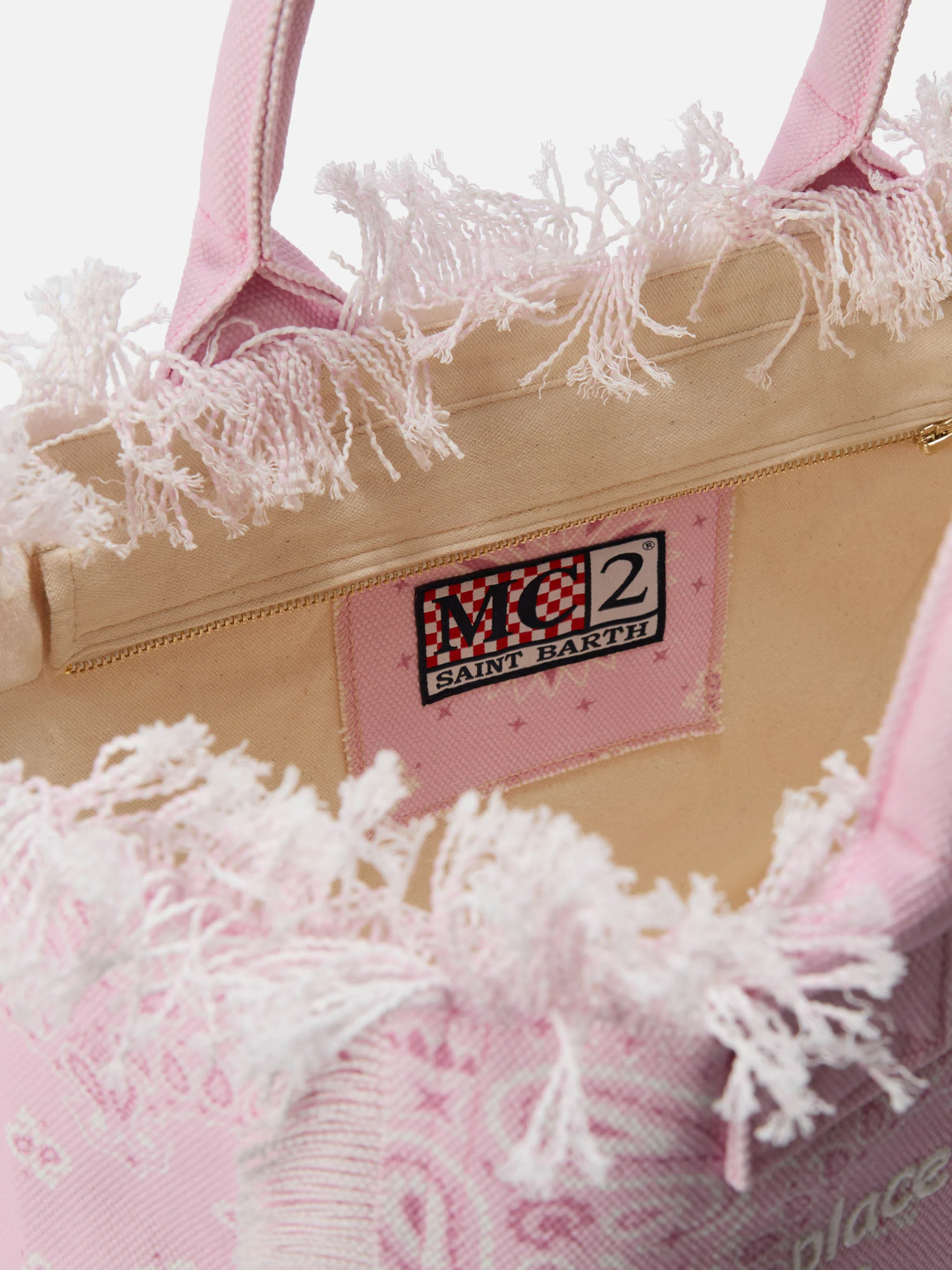 Pink canvas Vanity regular bag with bandana print - Image 3