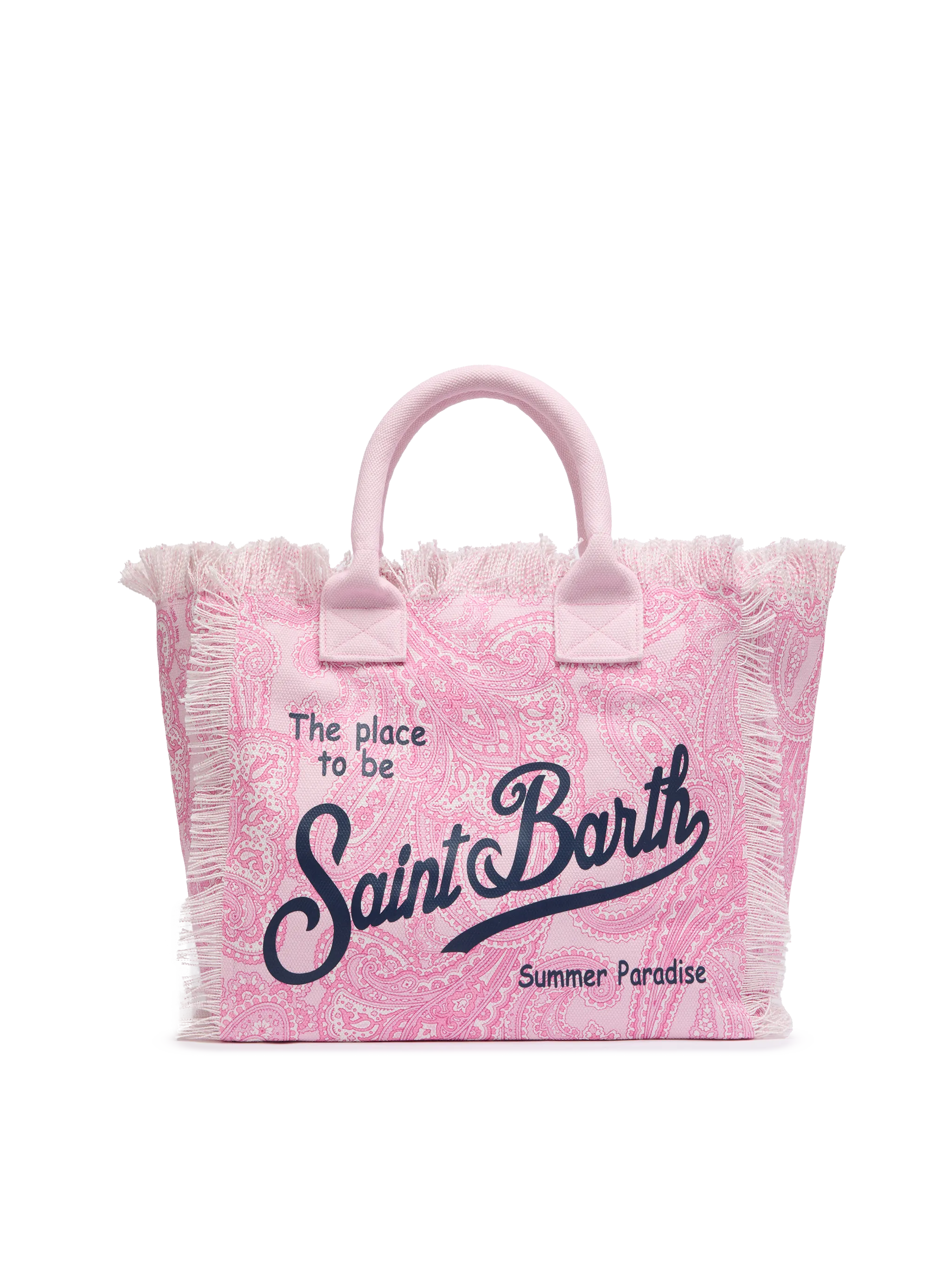 Pink cotton canvas Vanity tote bag with paisley print
