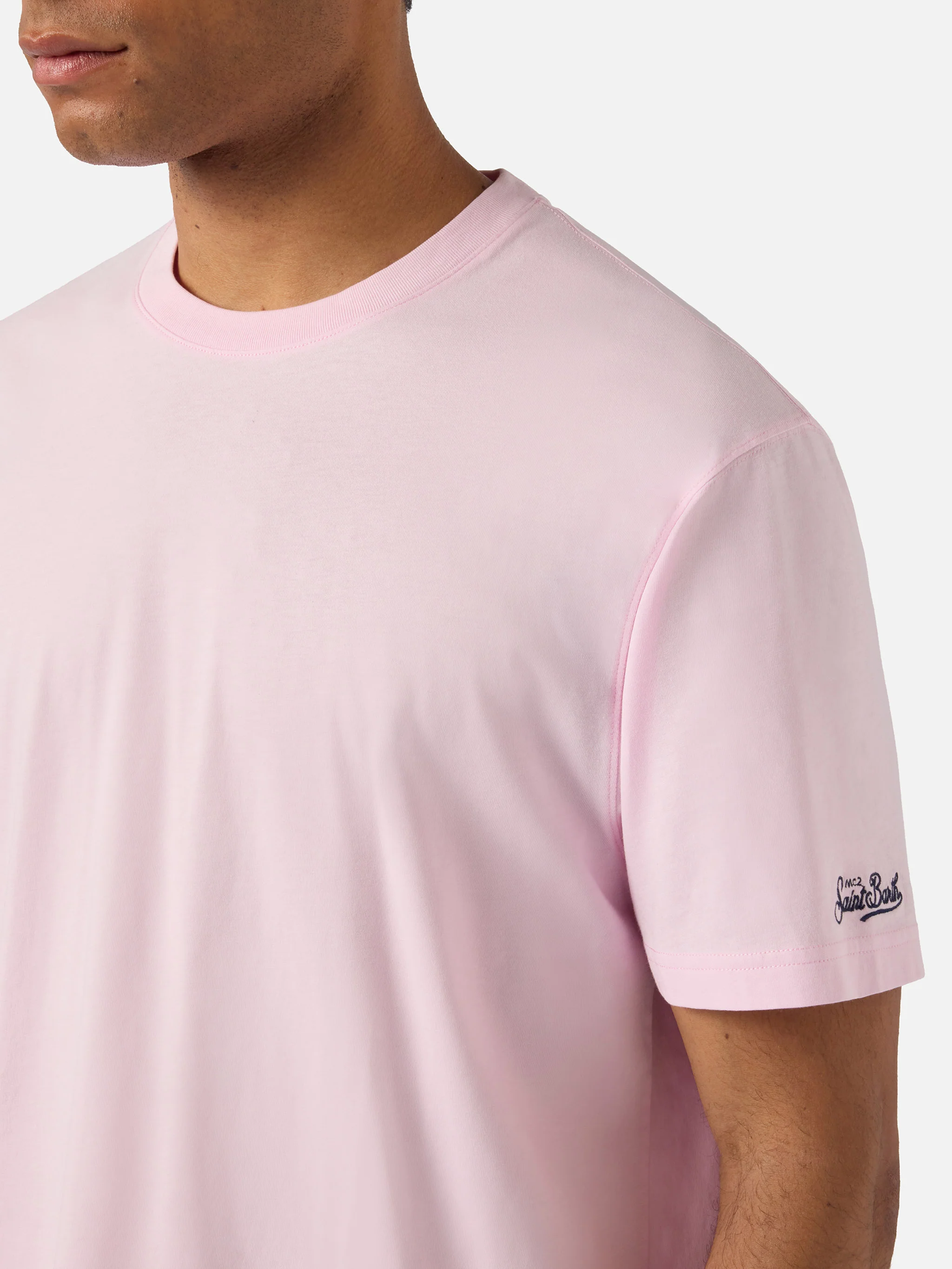 Pink Dover cotton t-shirt with logo embroidery - Image 3