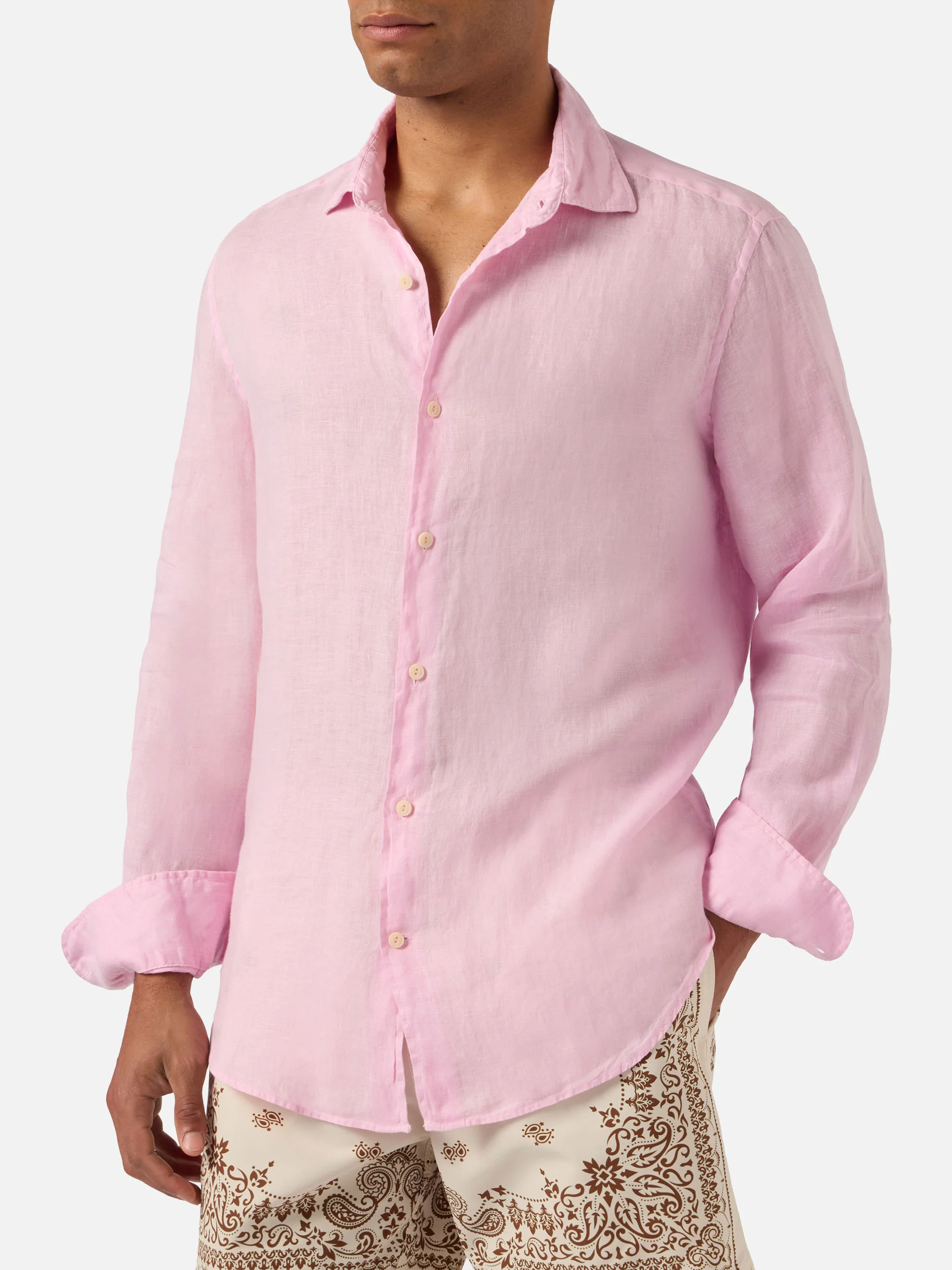 Pink Pamplona shirt in pure linen