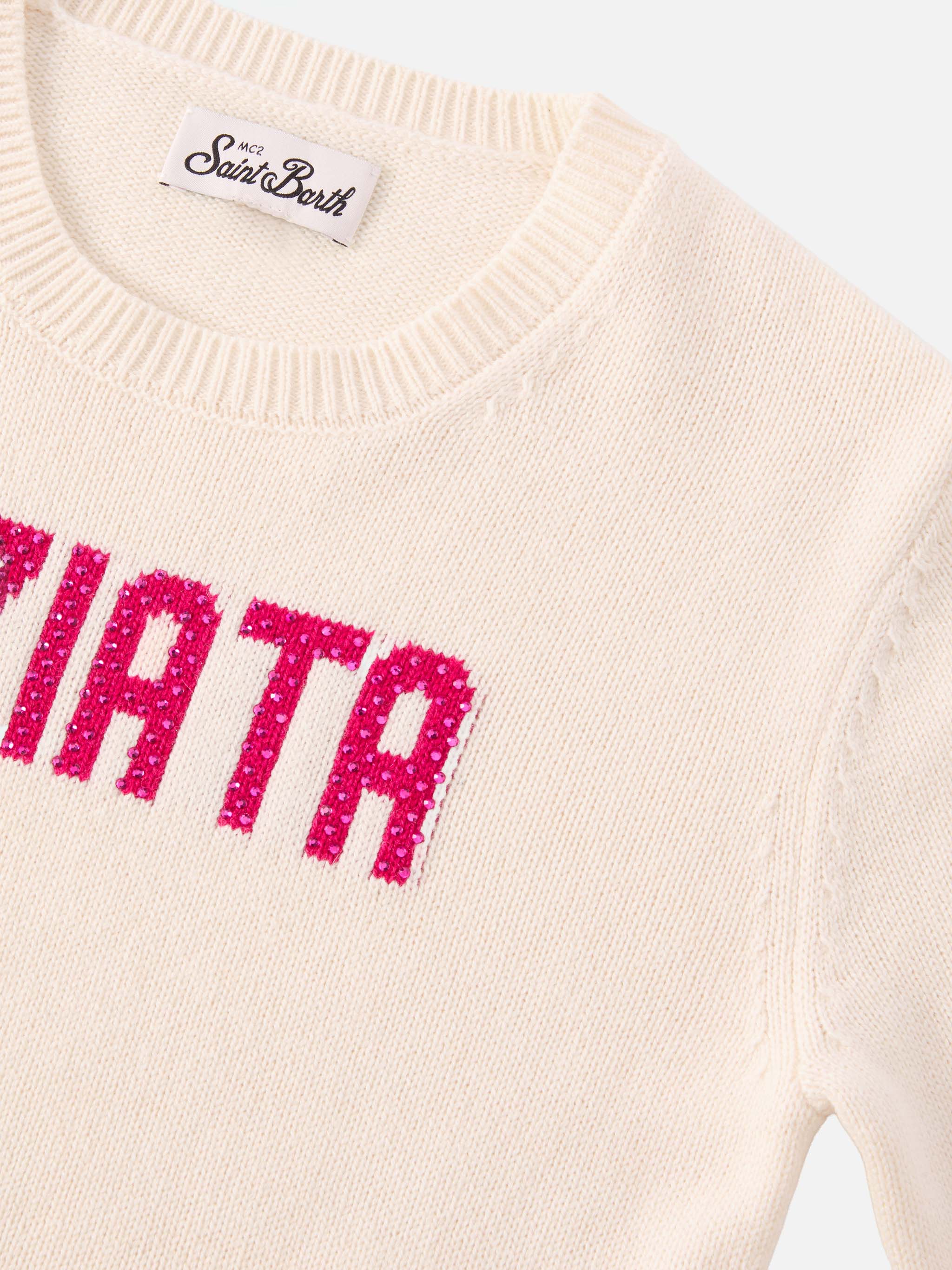 Princess cashmere-blend crewneck with Viziata rhinestone appliqué - Image 2