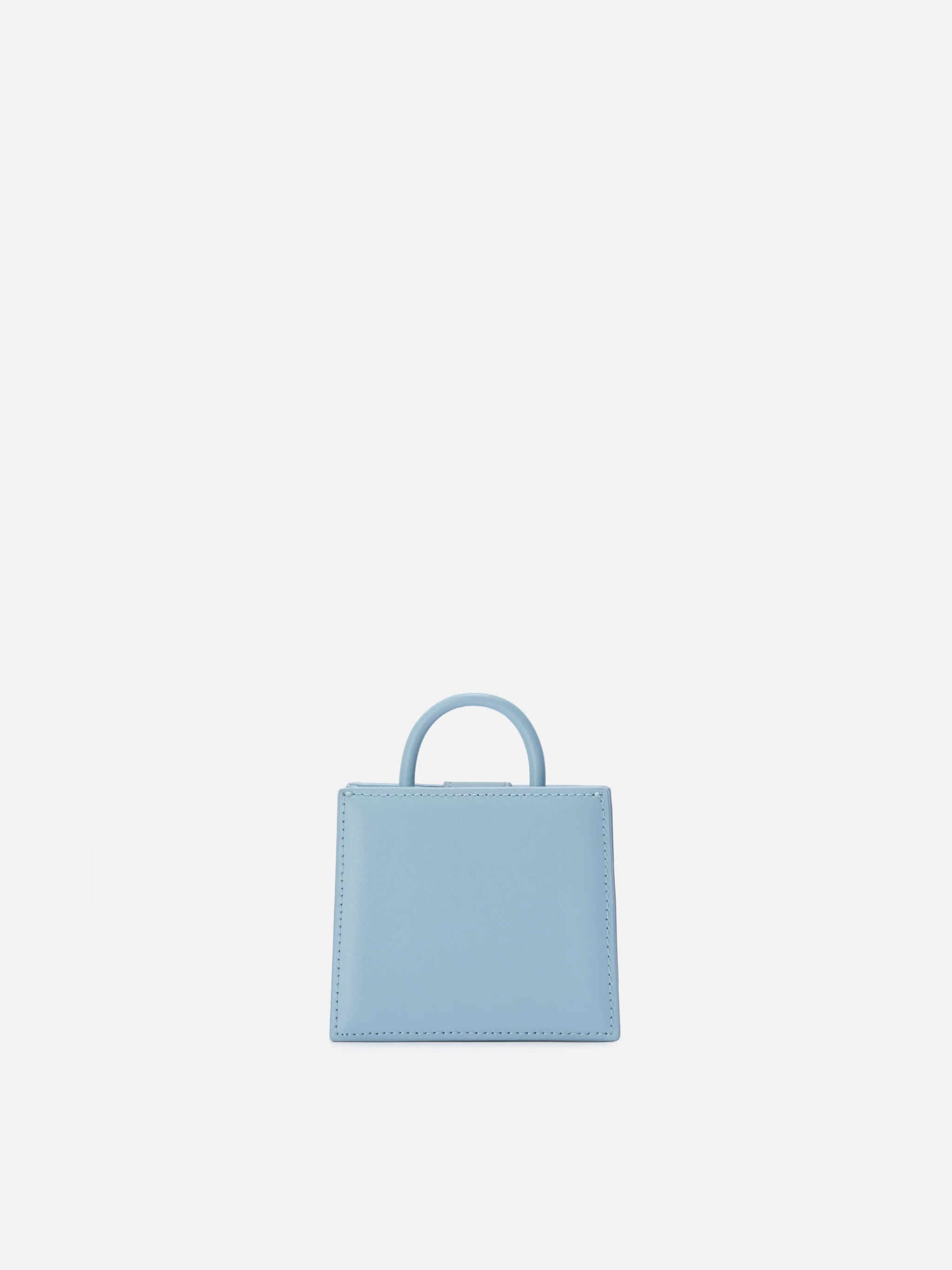 Structured Shop micro bag in light blue smooth leather with metal tag - Image 4