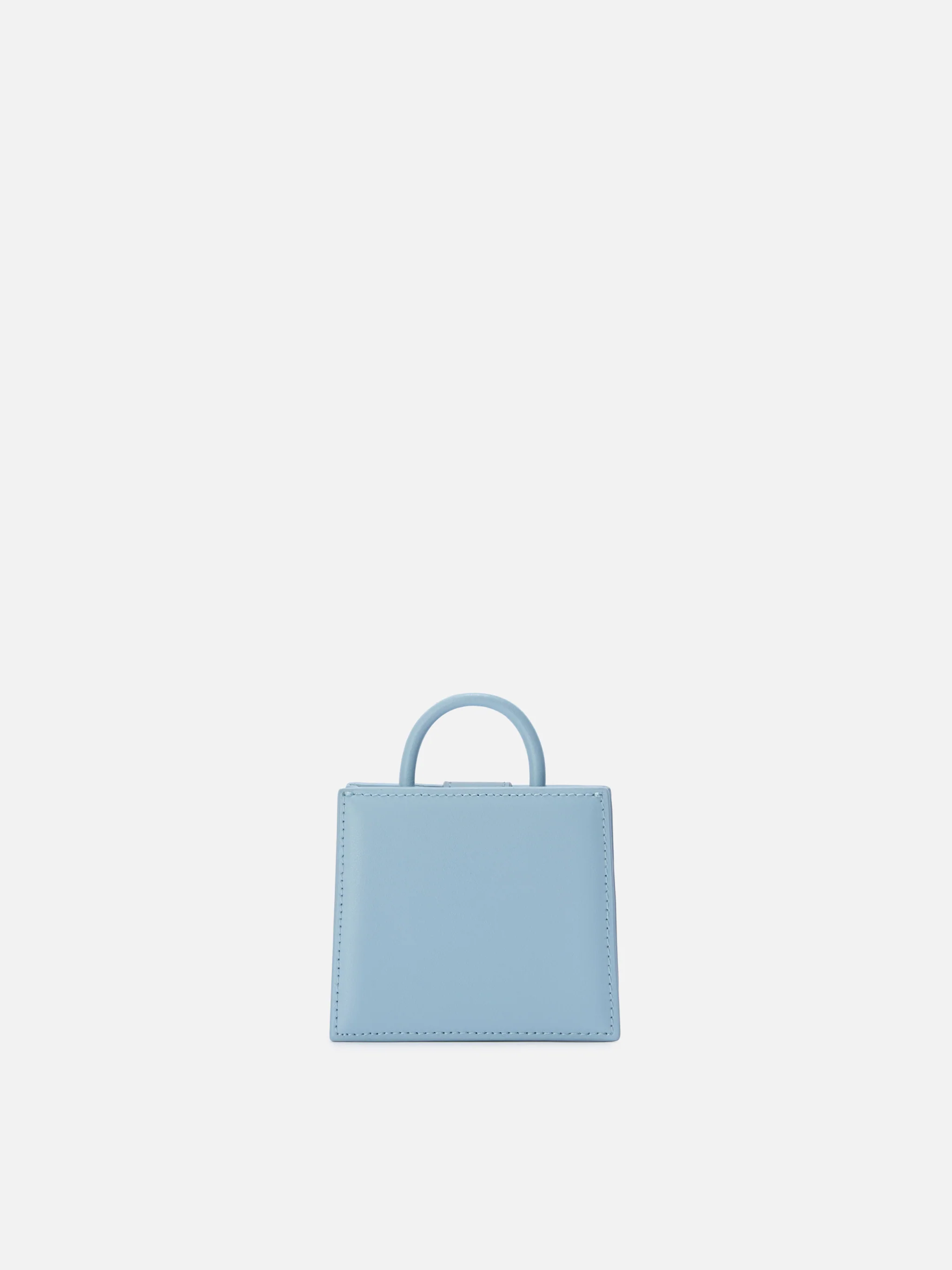 Structured Shop micro bag in light blue smooth leather with metal tag - Image 7