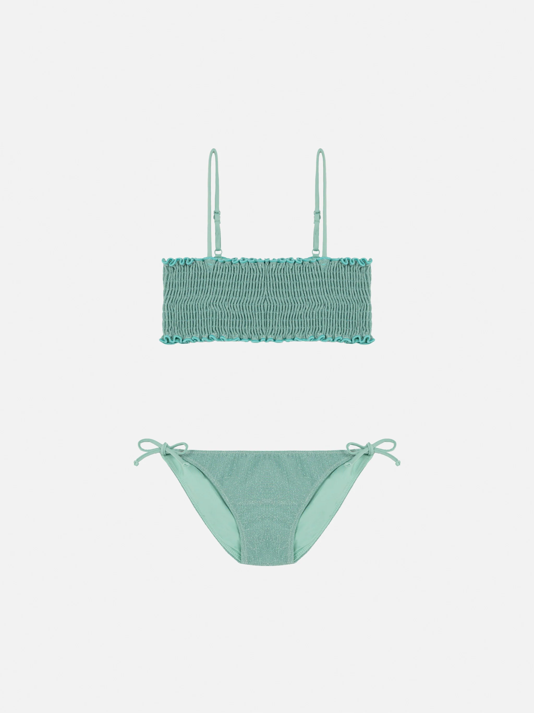 Tilly lurex bikini with smocked point embroidery