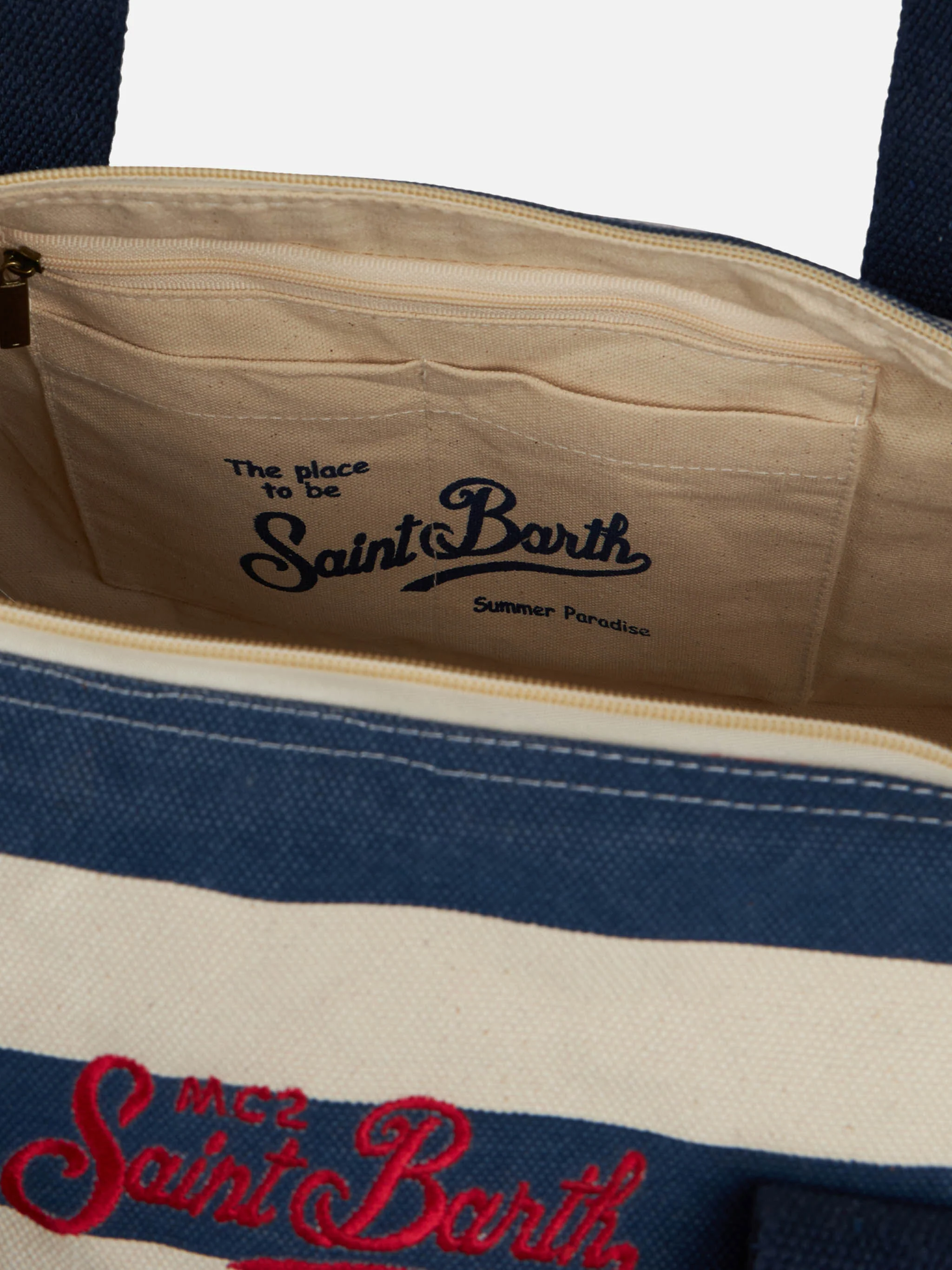 Travel duffel bag with blue stripes - Image 5
