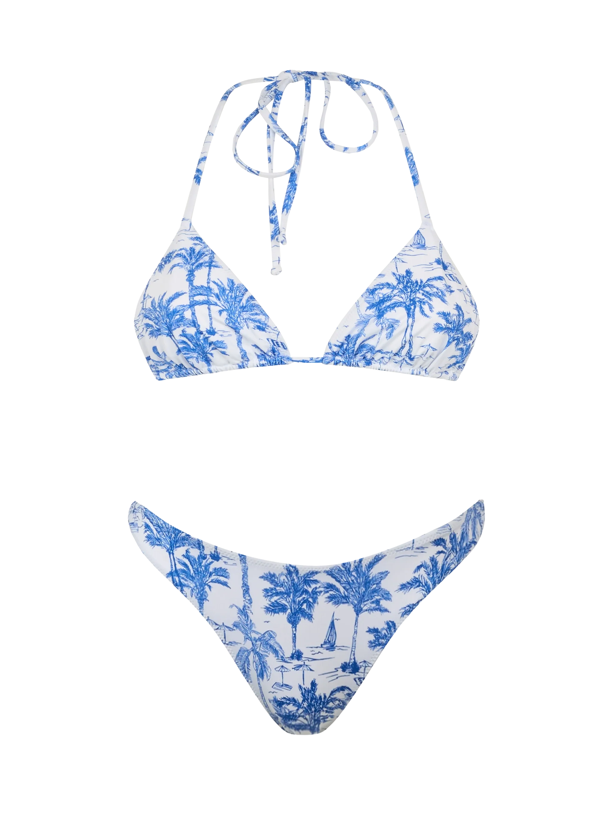 Triangle bikini Leah Naomi with toile de jouy print