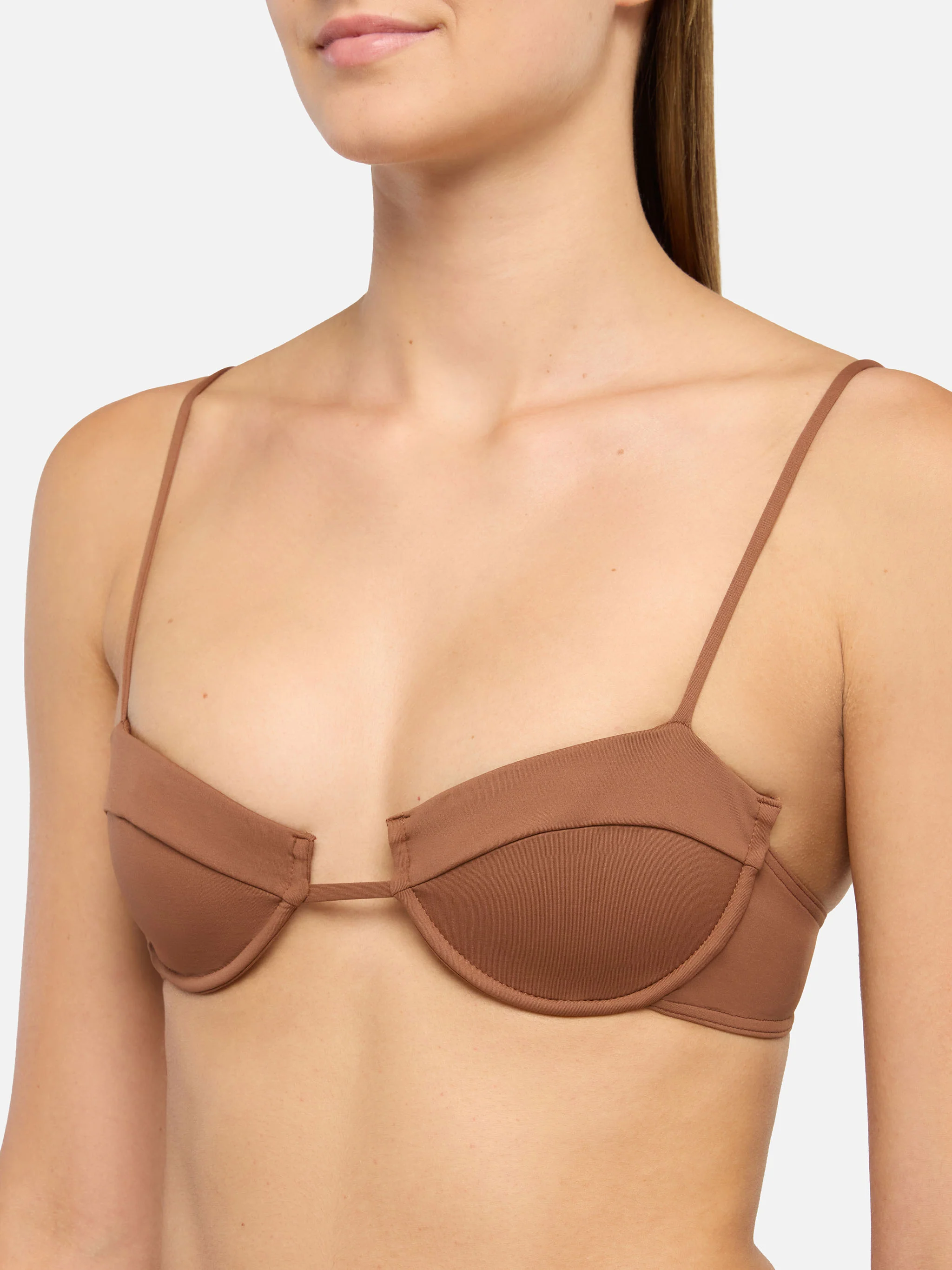 Underwired bralette bikini Salina Noelle with cheeky swim briefs in brown - Image 3