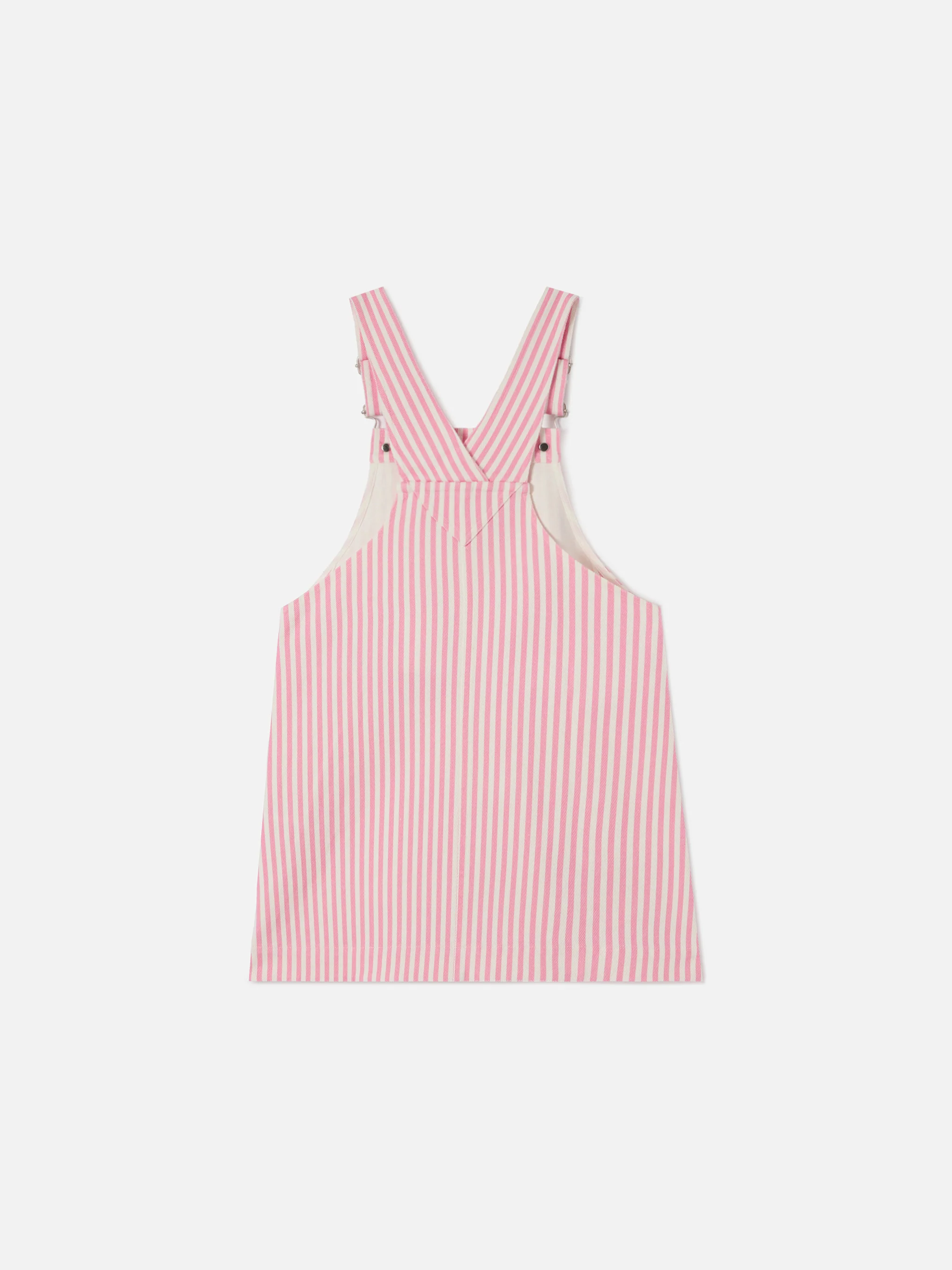 Pink striped denim pinafore dress Tecla Jr with embroidery - Image 4
