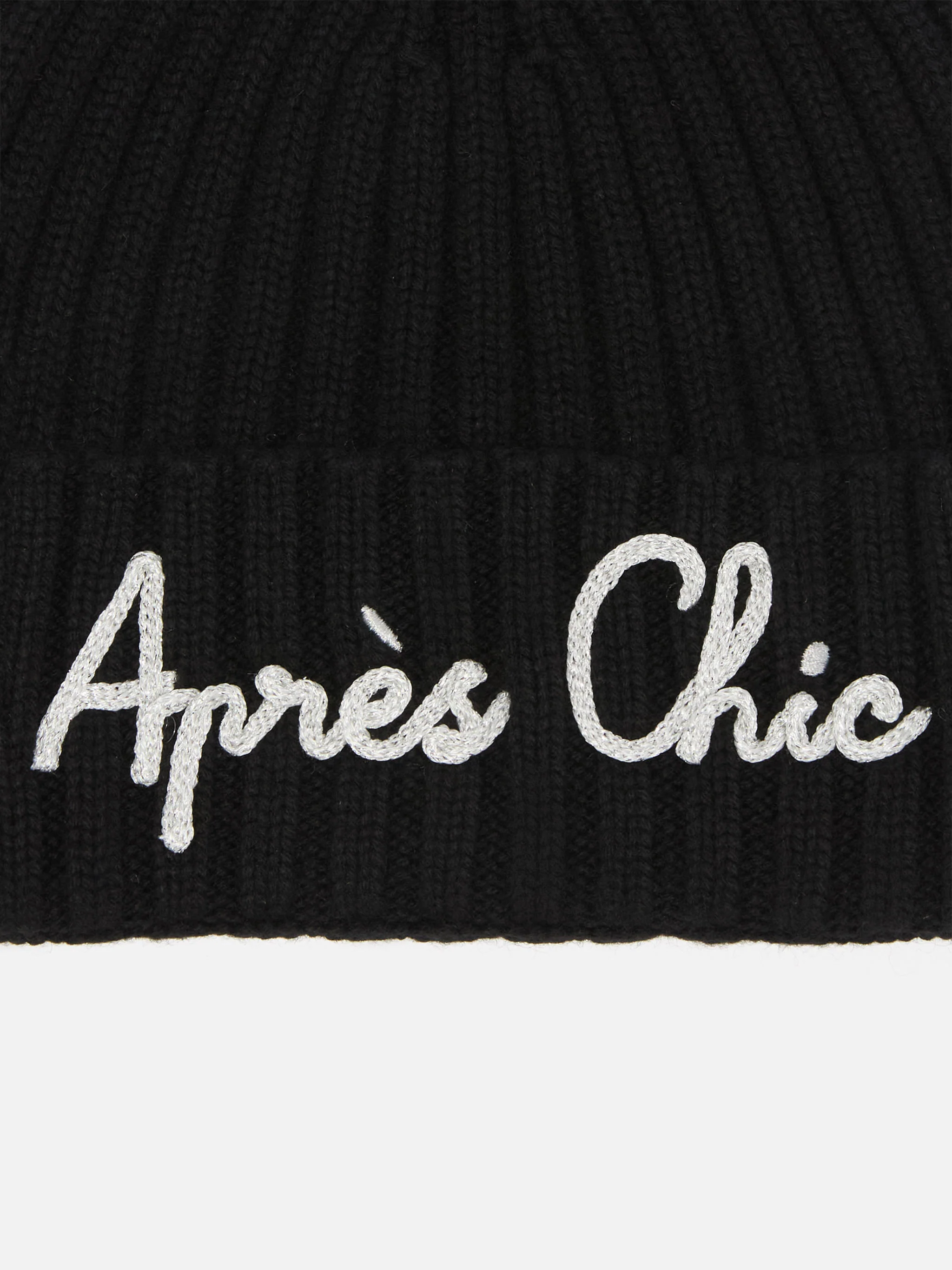 Wengen beanie in cashmere blend in black with lurex Après Chic embroidery - Image 2