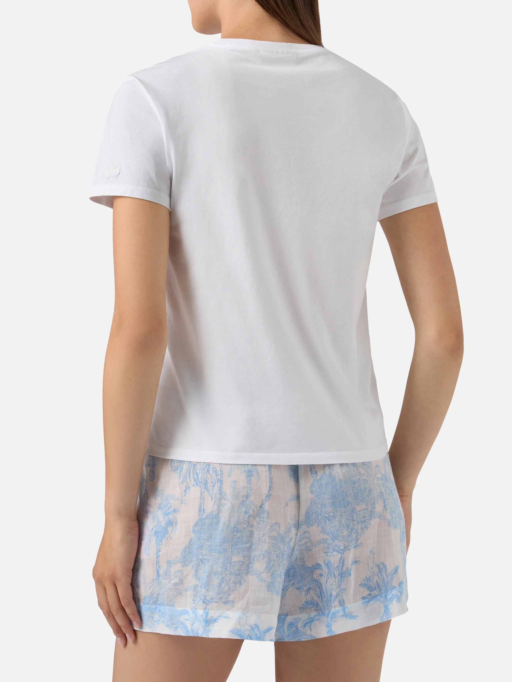 White Emilie T-shirt with cocktail bead embroidery - Image 3