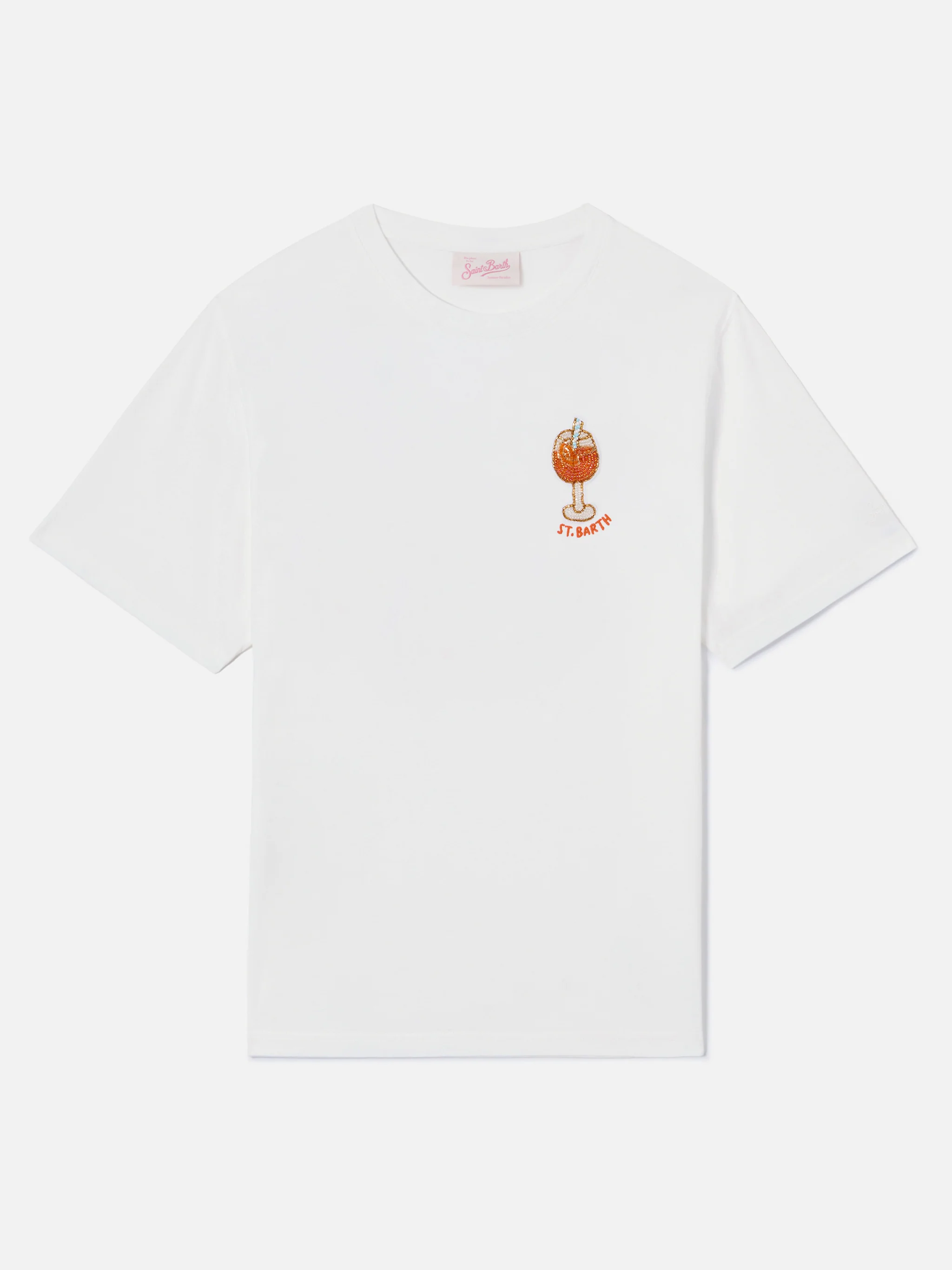 White Emilie T-shirt with cocktail bead embroidery - Image 4