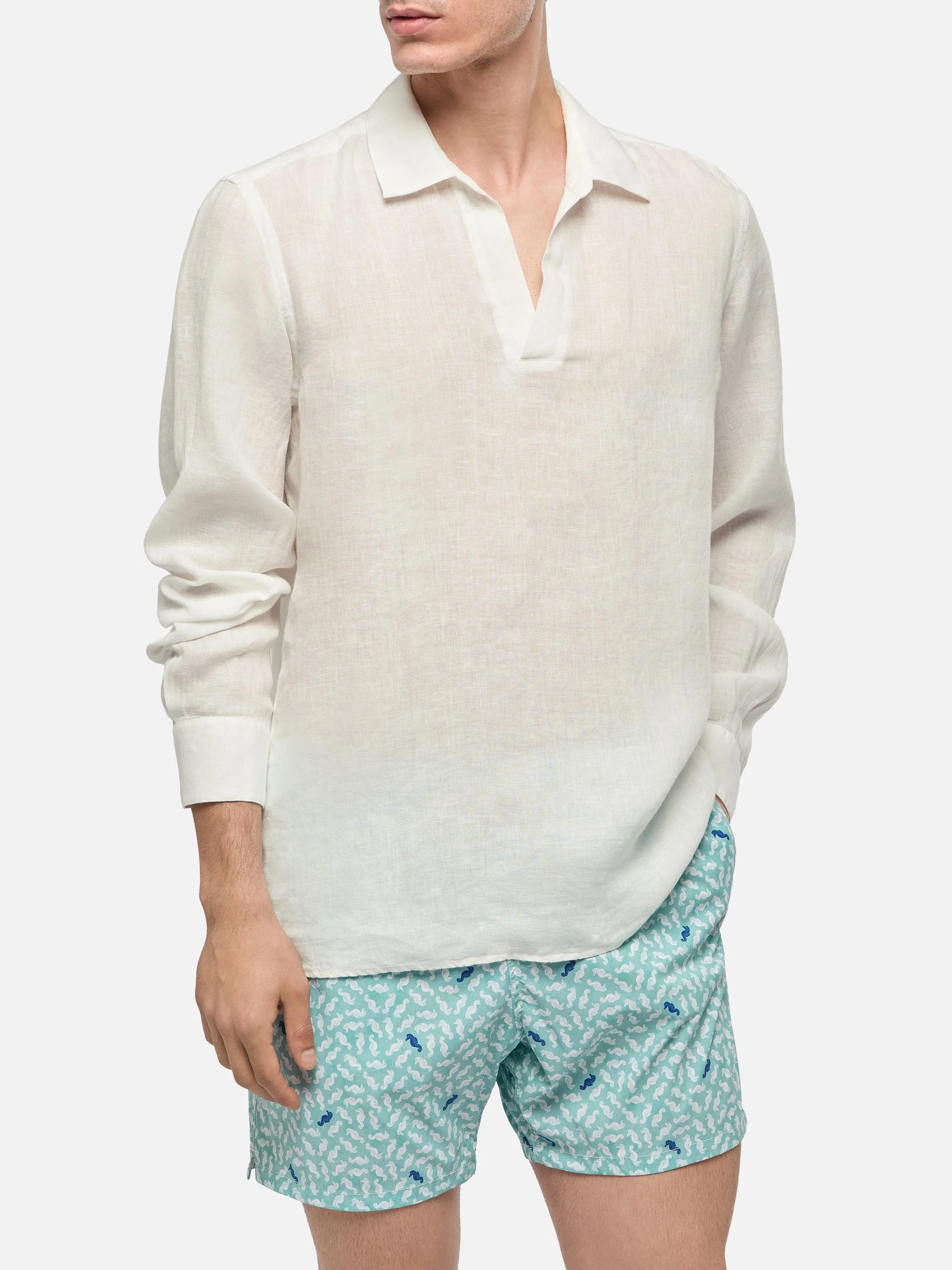 White linen polo shirt Ventotene